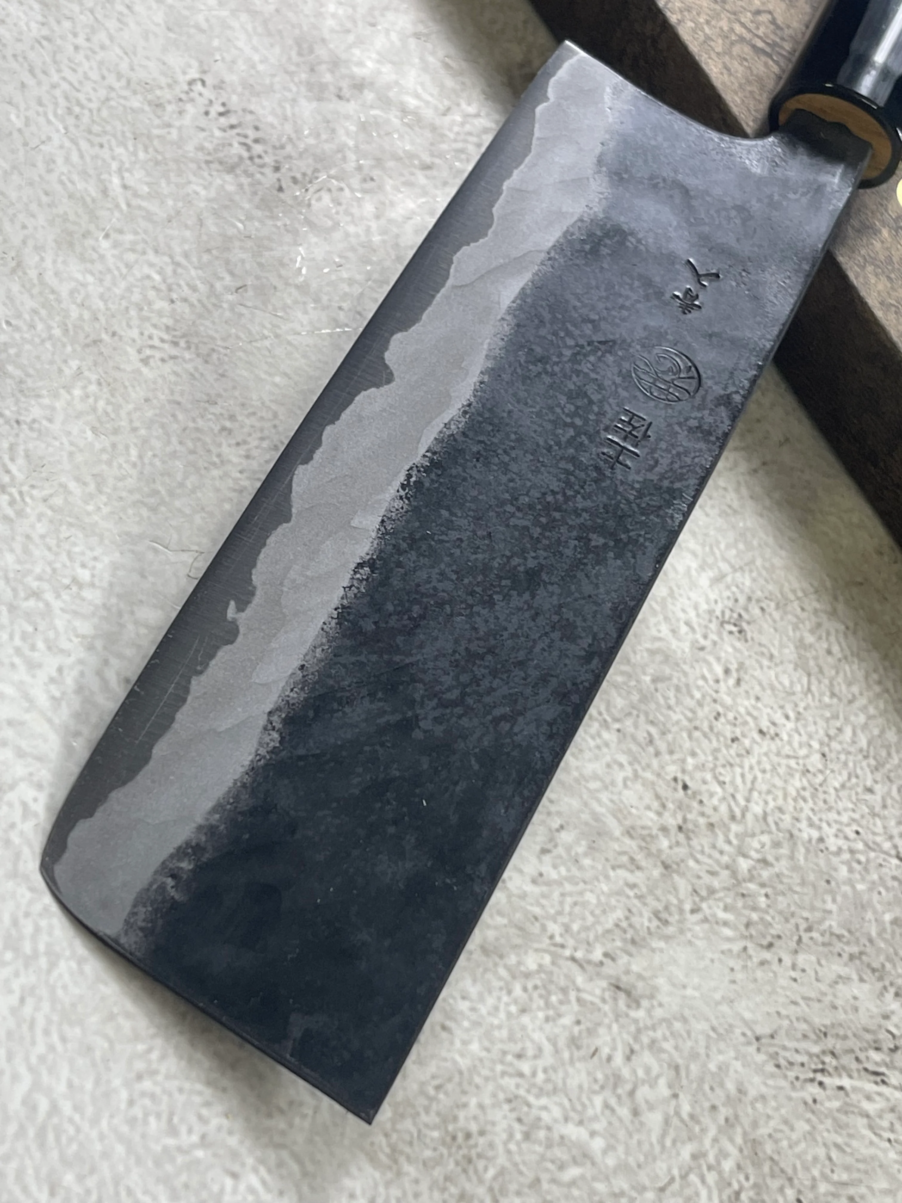 Kyohei Shindo Warikomi Blue #2 Kurouchi 165mm Nakiri with Keyaki Wa Handle and Plastic Ferrule - Made in Japan 🇯🇵 - Image 4