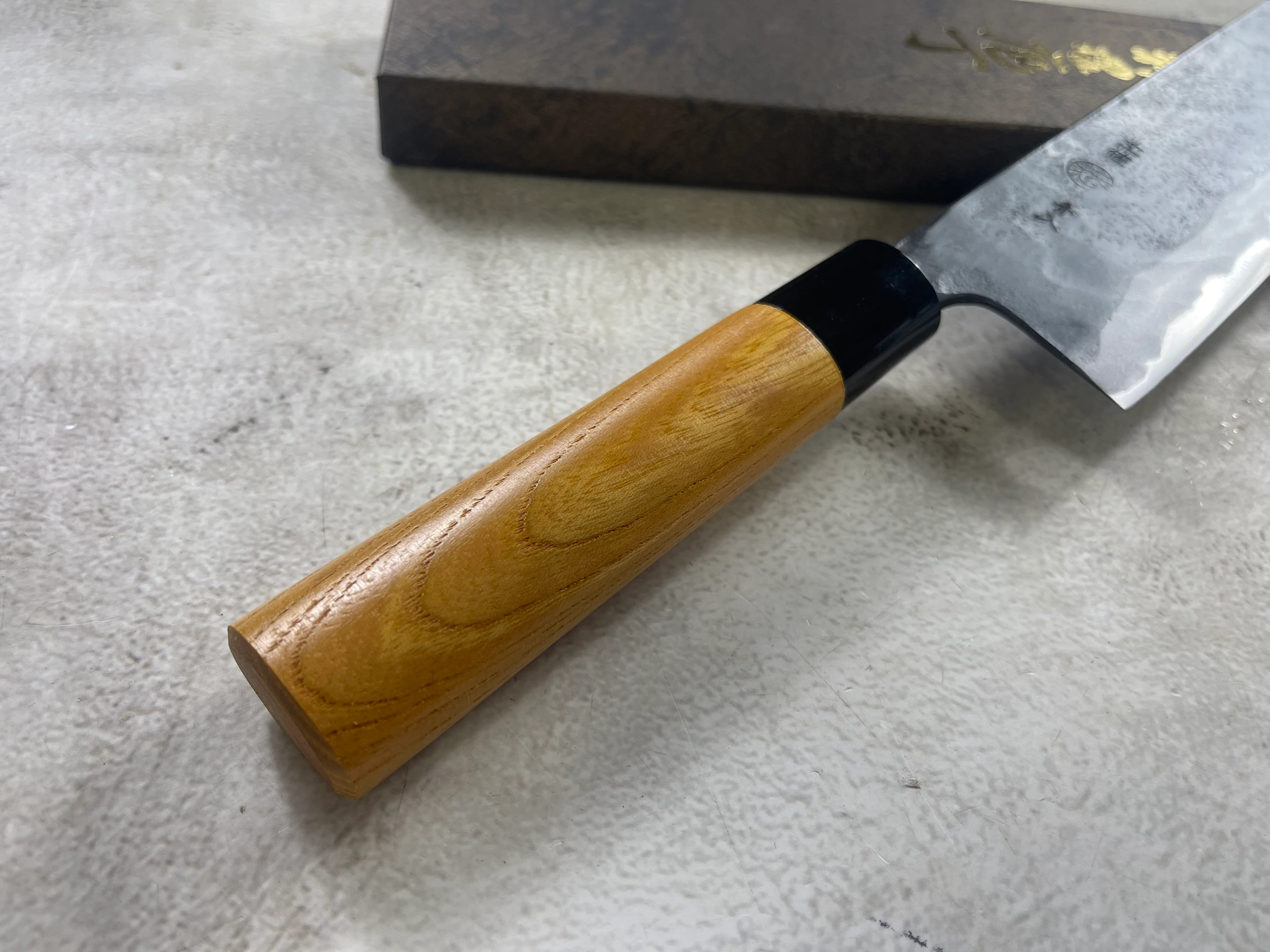 Kyohei Shindo Warikomi Blue #2 Kurouchi 165mm Nakiri with Keyaki Wa Handle and Plastic Ferrule - Made in Japan 🇯🇵 - Image 6