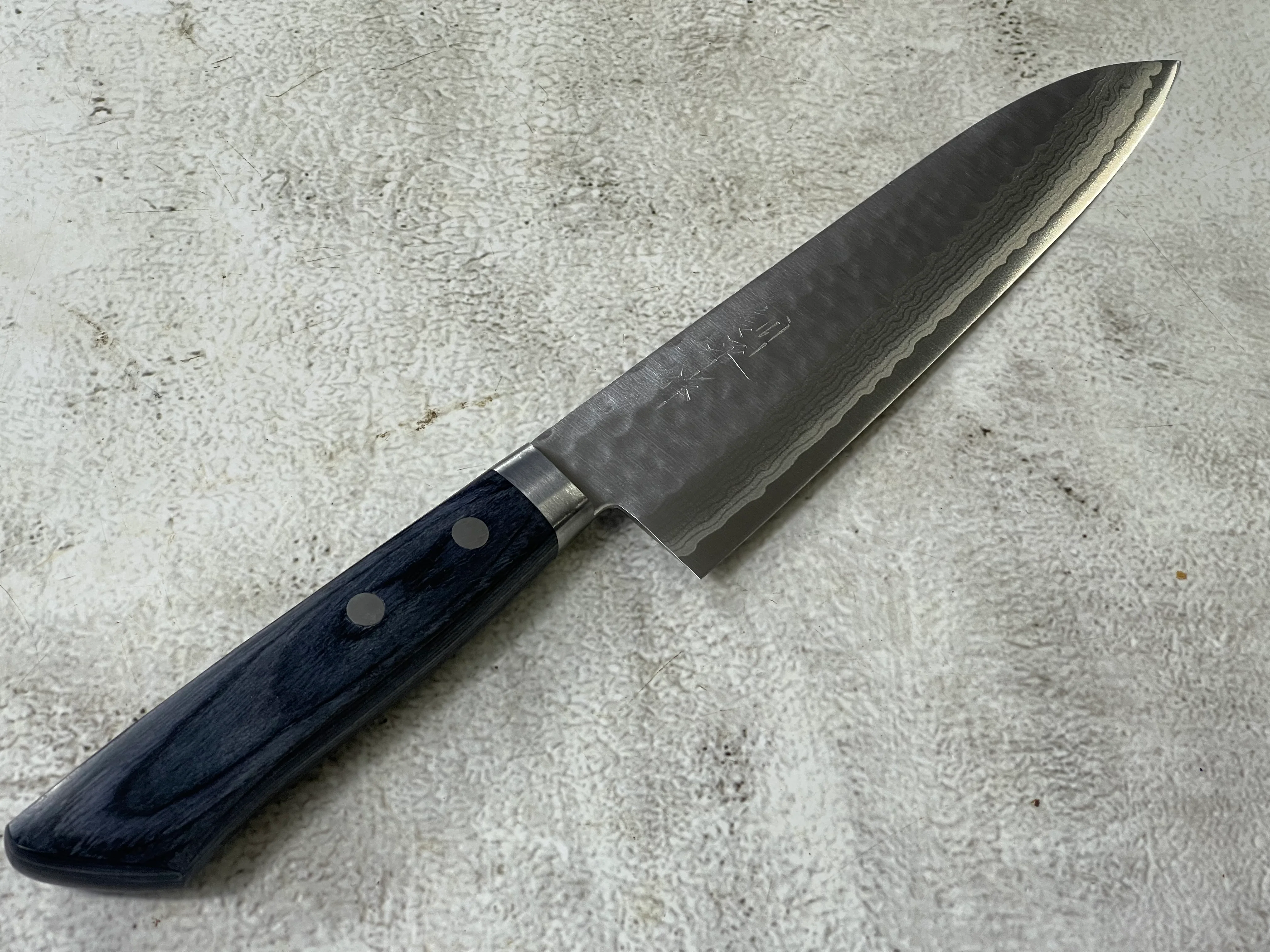 Masutani Kokuryu Gyuto 180mm Blue Pakkawood Handle - Image 13