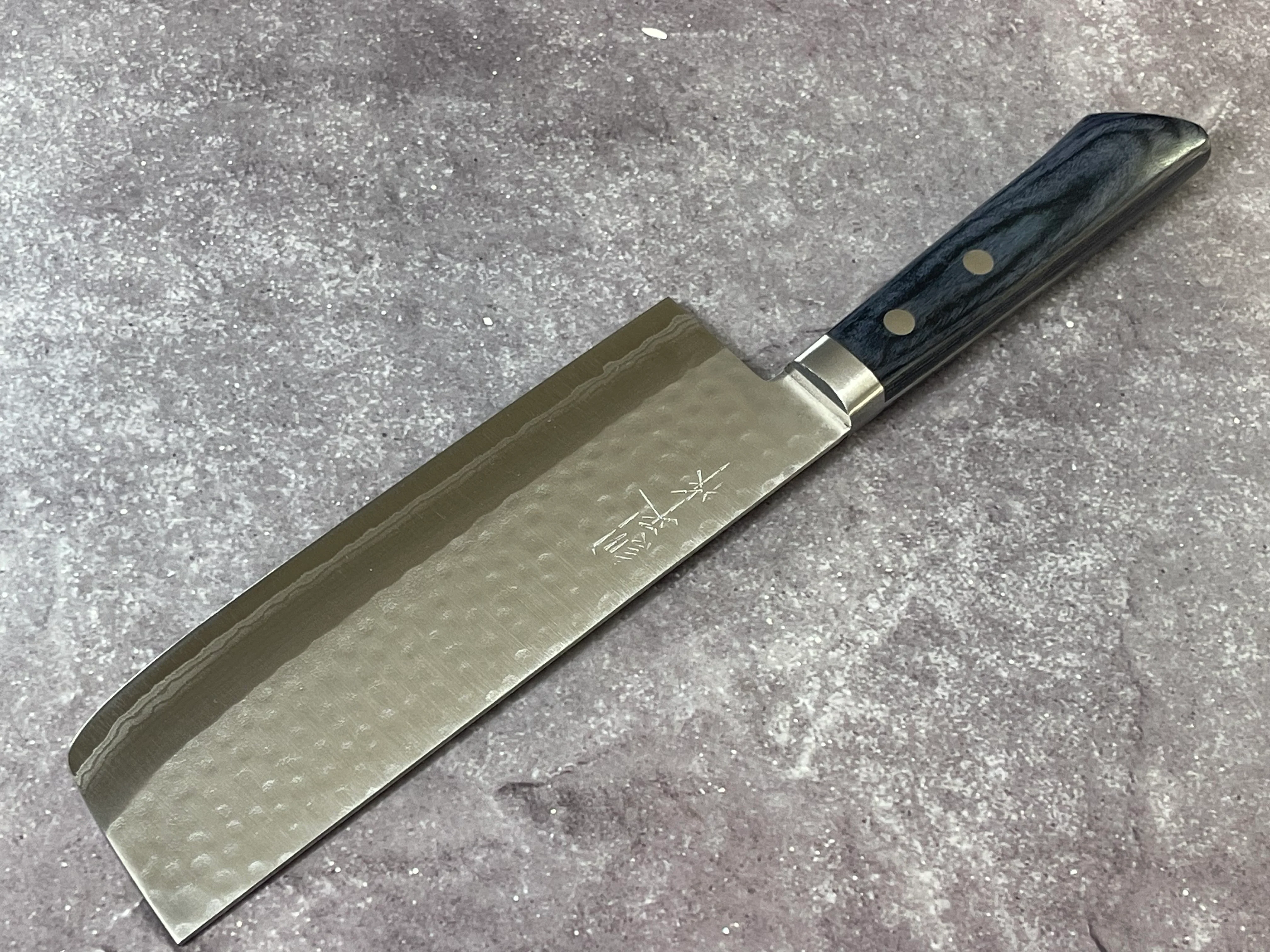 Masutani Kokuryu Nakiri 160mm Blue Pakkawood Handle - Image 11