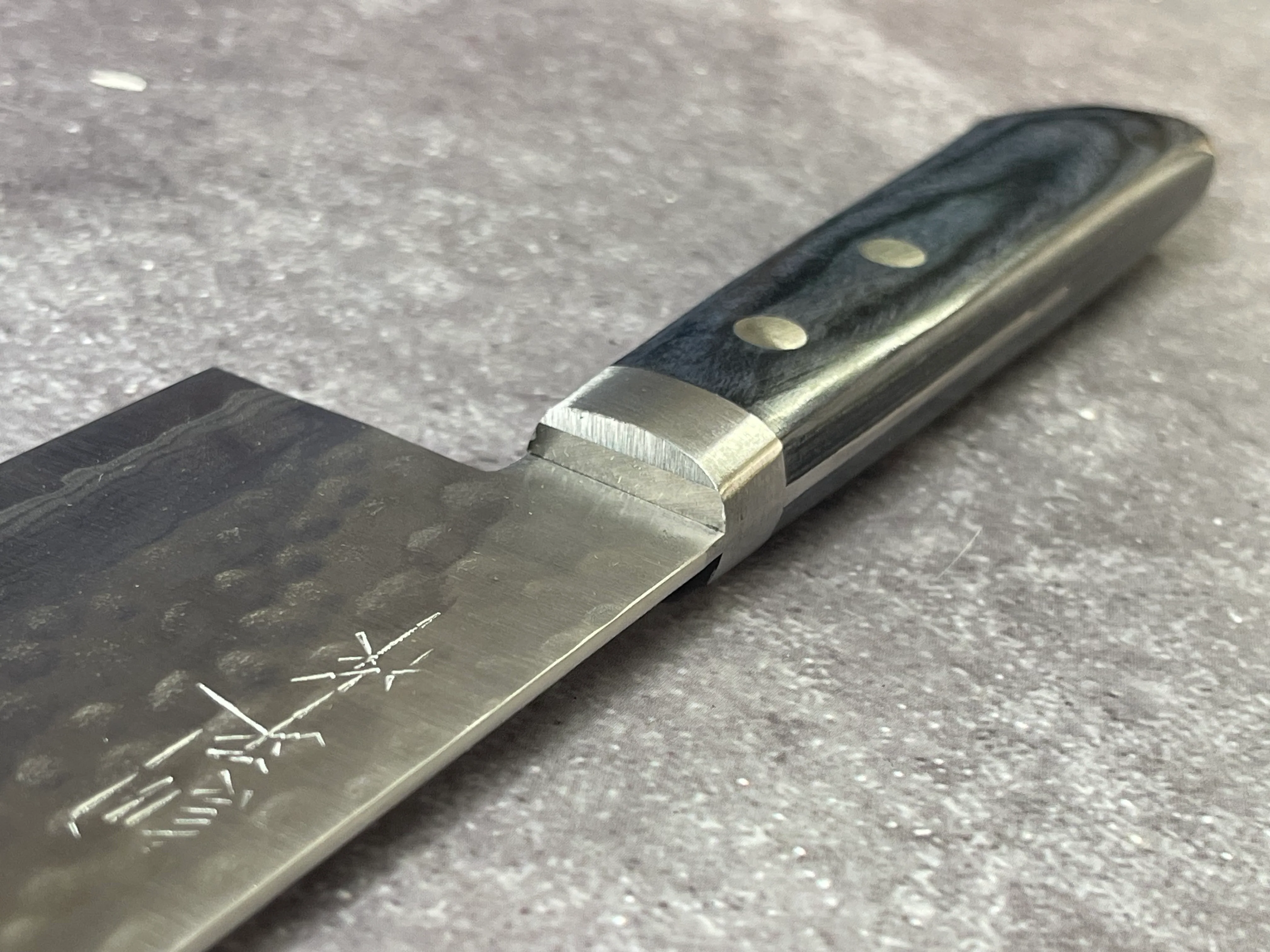 Masutani Kokuryu Nakiri 160mm Blue Pakkawood Handle - Image 14