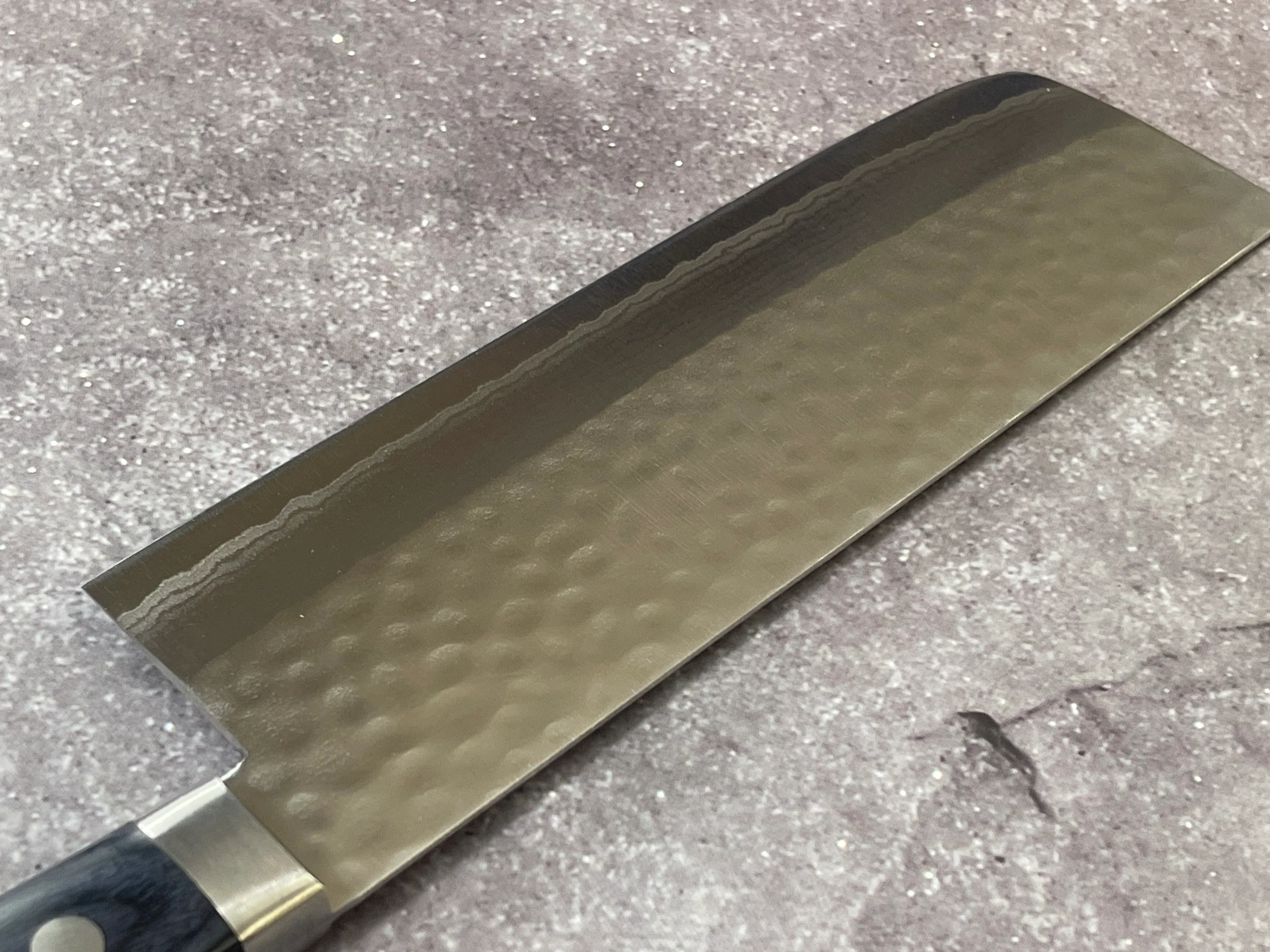 Masutani Kokuryu Nakiri 160mm Blue Pakkawood Handle - Image 15