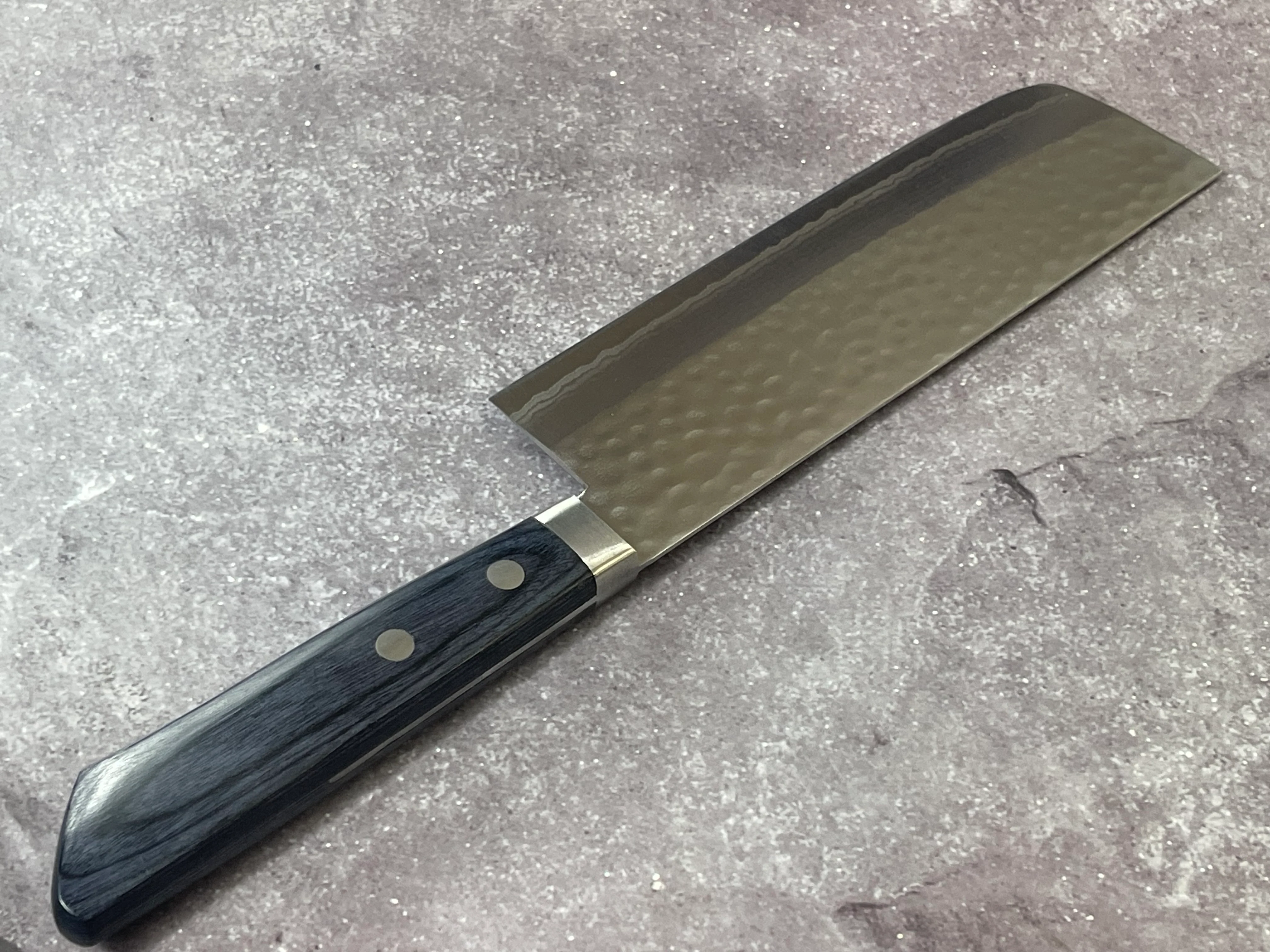 Masutani Kokuryu Nakiri 160mm Blue Pakkawood Handle - Image 16
