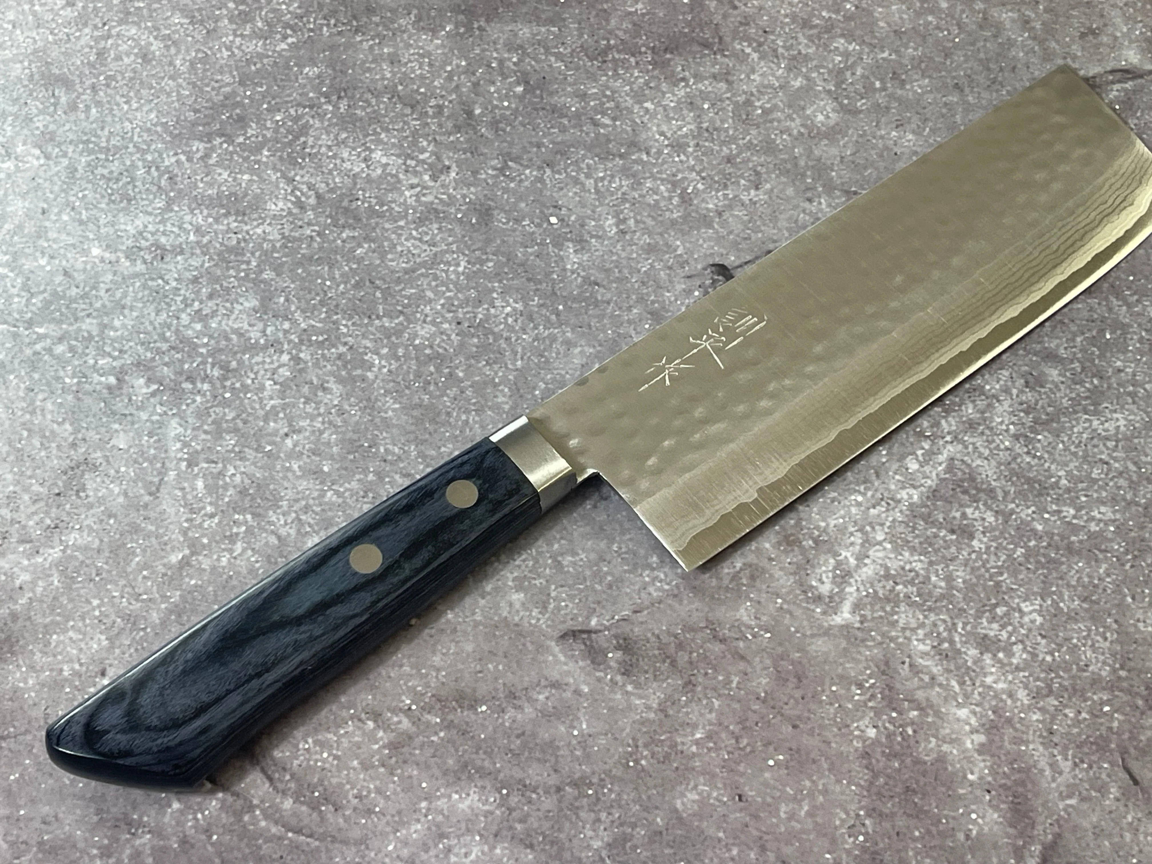 Masutani Kokuryu Nakiri 160mm Blue Pakkawood Handle - Image 4