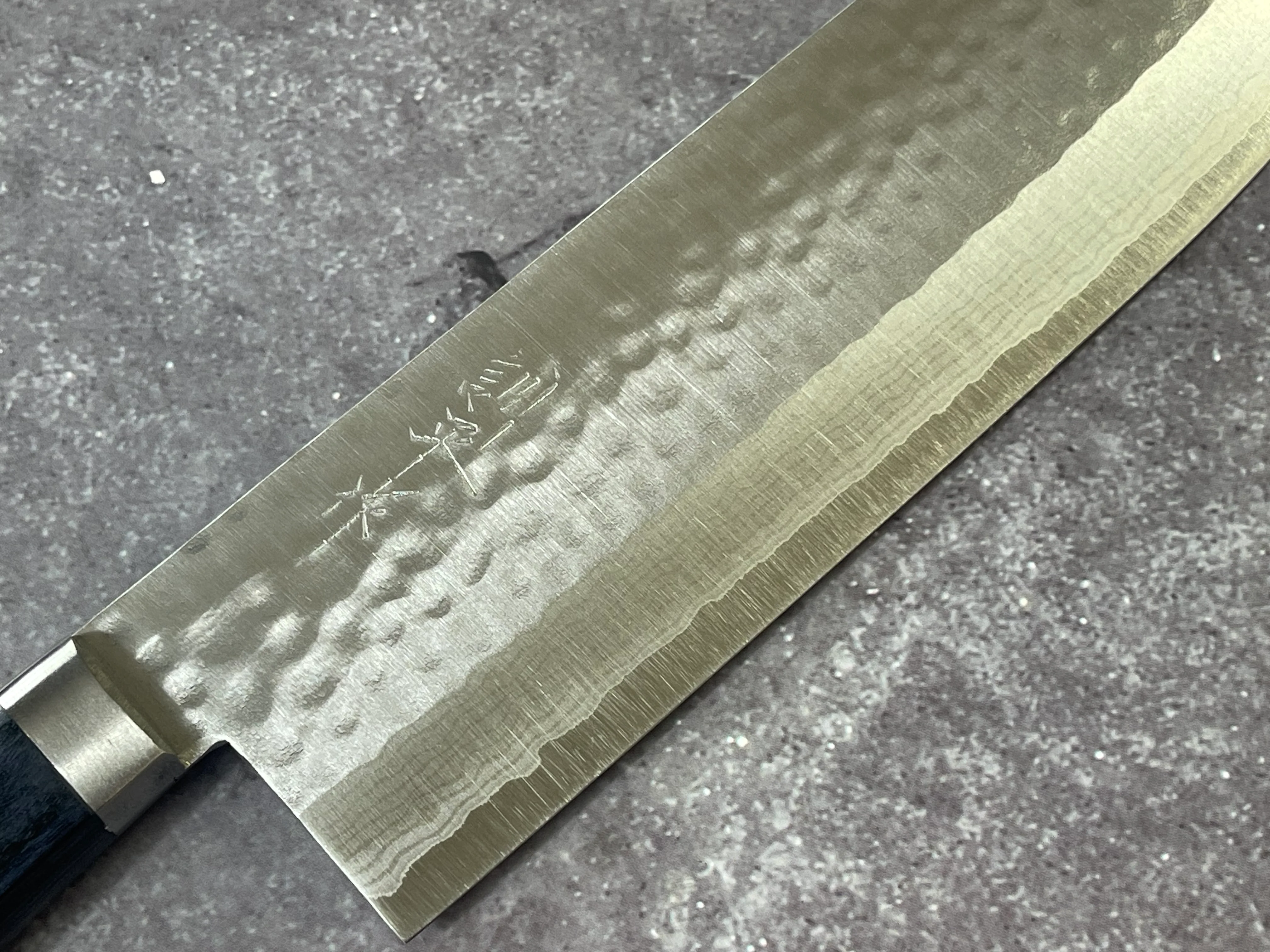 Masutani Kokuryu Nakiri 160mm Blue Pakkawood Handle - Image 6