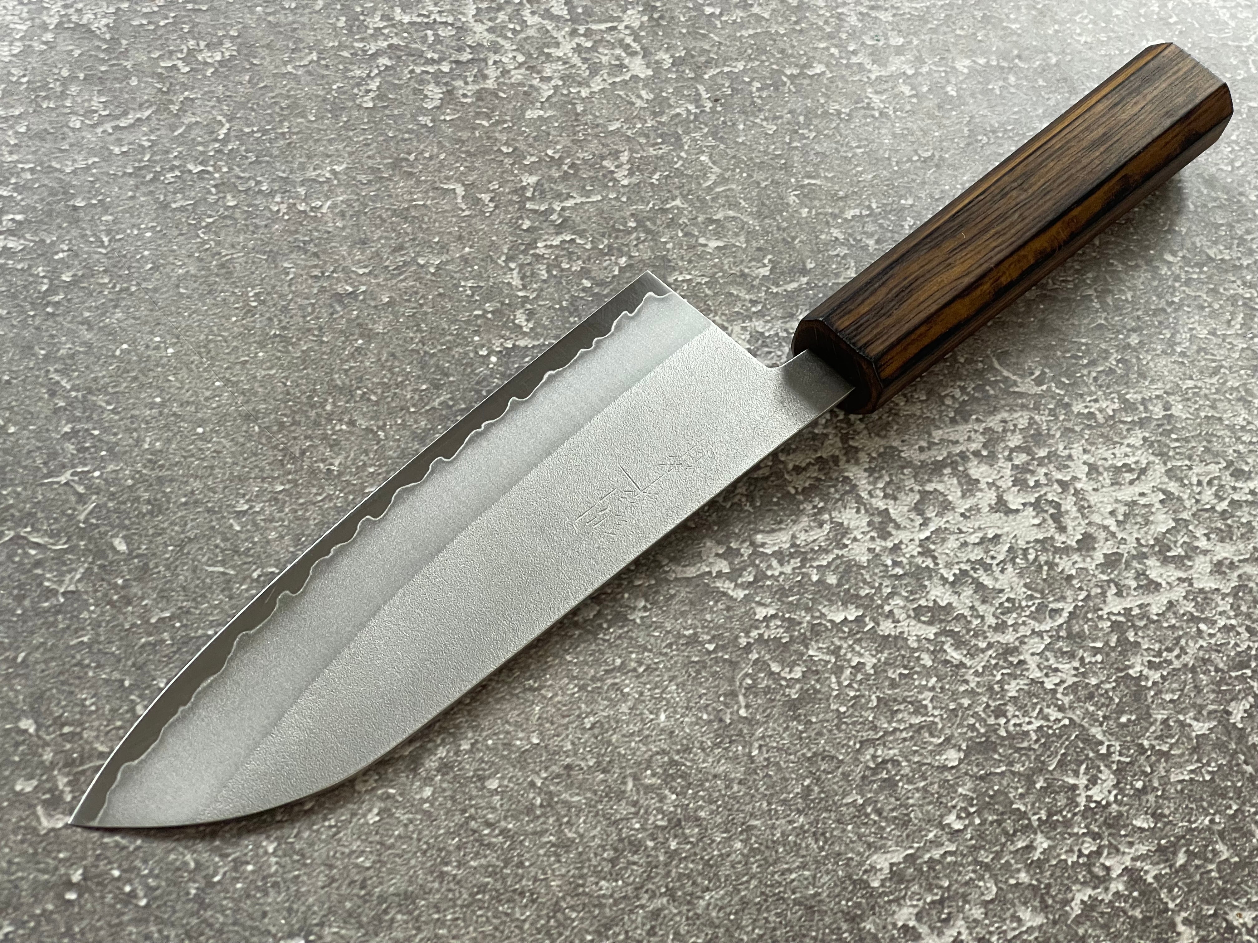 Masutani Kokuryu Nashiji Santoku 170mm VG1 Steel Oak Handle - Image 10