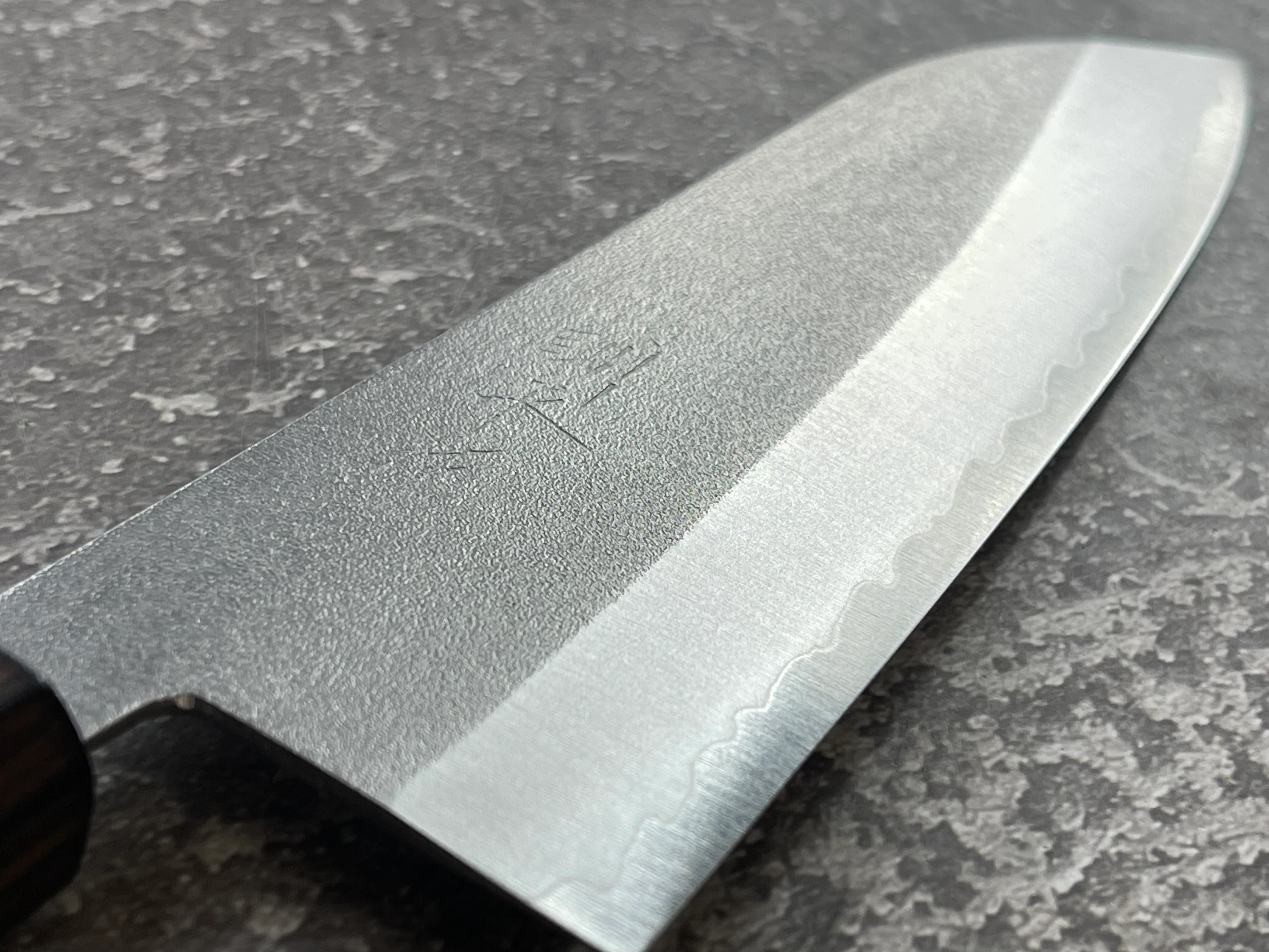 Masutani Kokuryu Nashiji Santoku 170mm VG1 Steel Oak Handle - Image 11