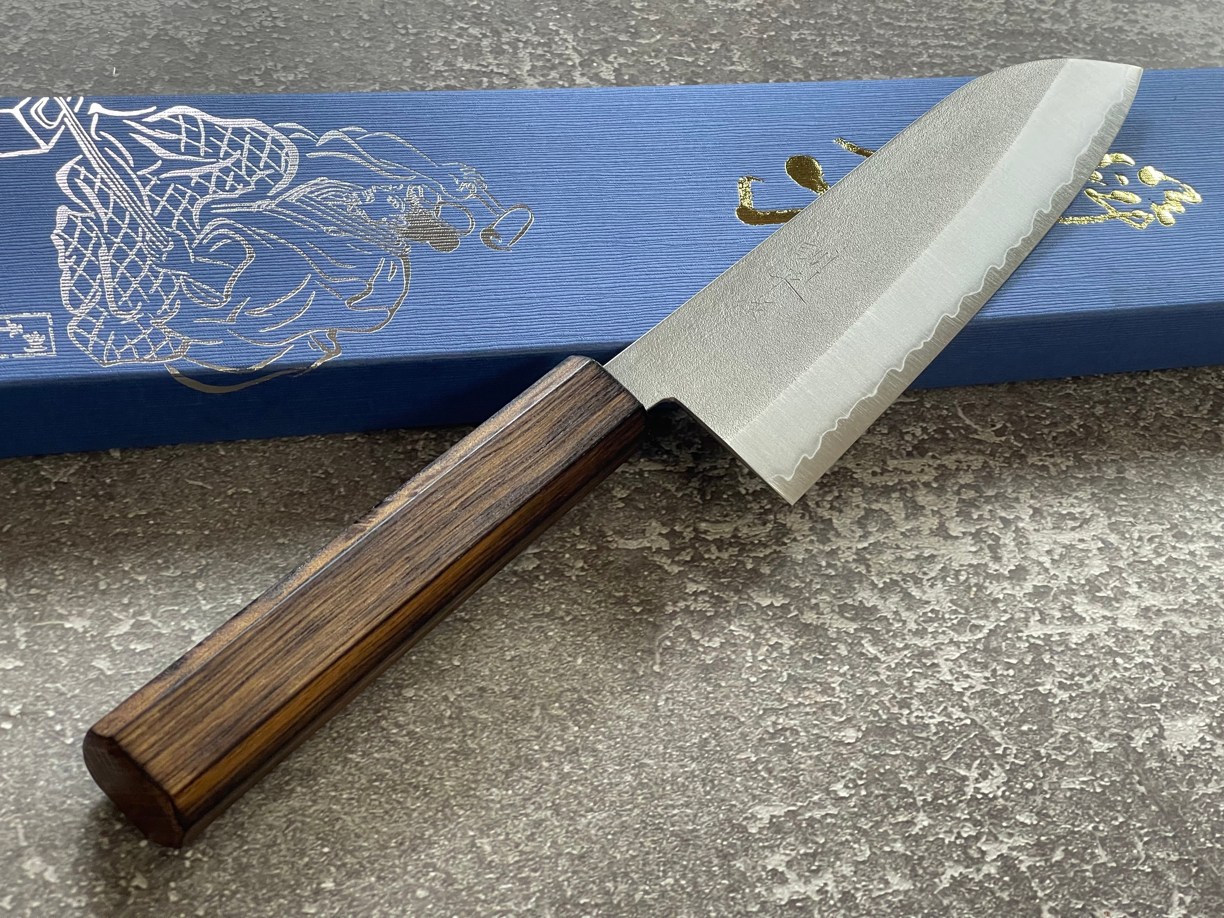 Masutani Kokuryu Nashiji Santoku 170mm VG1 Steel Oak Handle - Image 2
