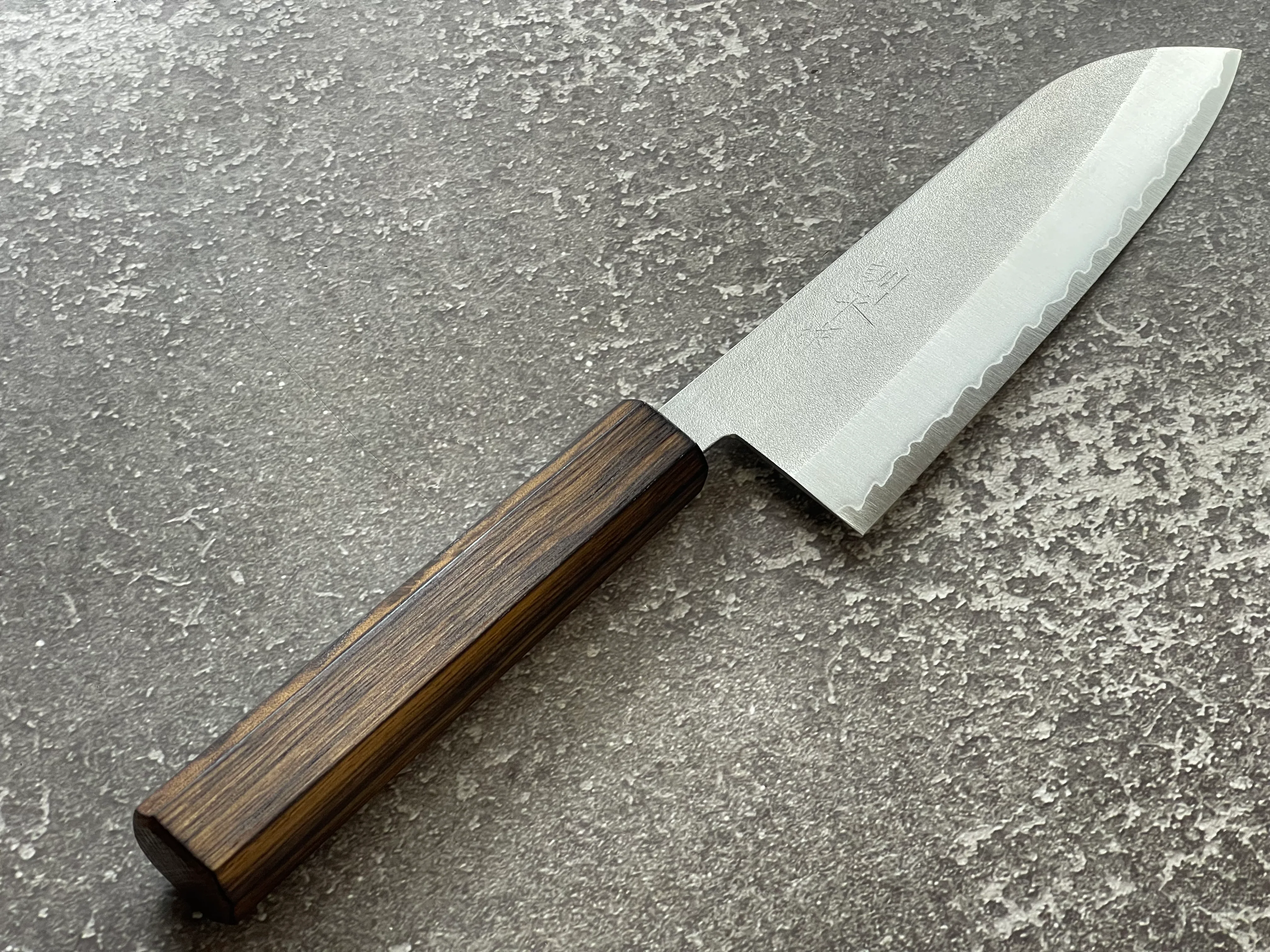 Masutani Kokuryu Nashiji Santoku 170mm VG1 Steel Oak Handle - Image 8