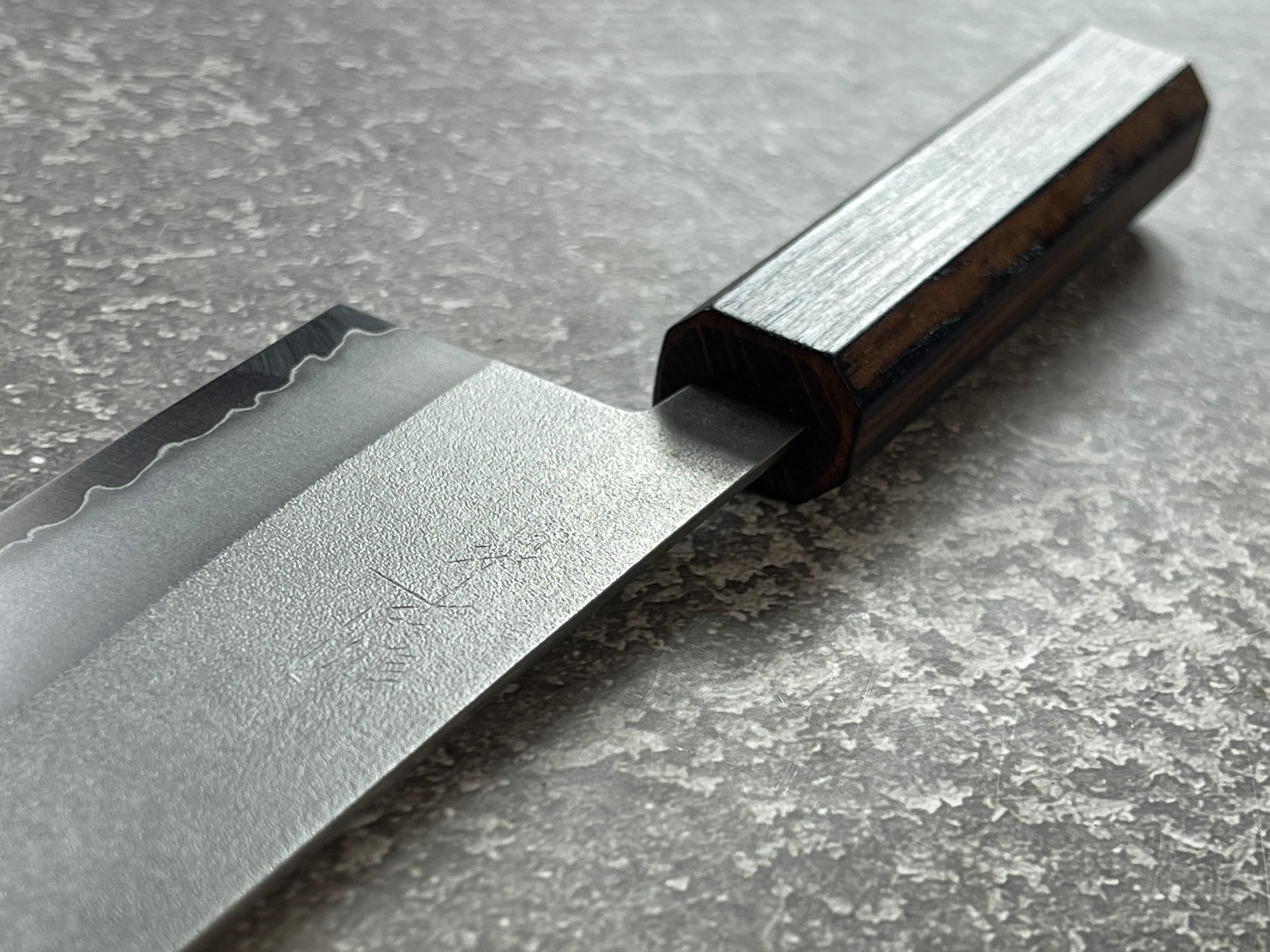 Masutani Kokuryu Nashiji Santoku 170mm VG1 Steel Oak Handle - Image 9