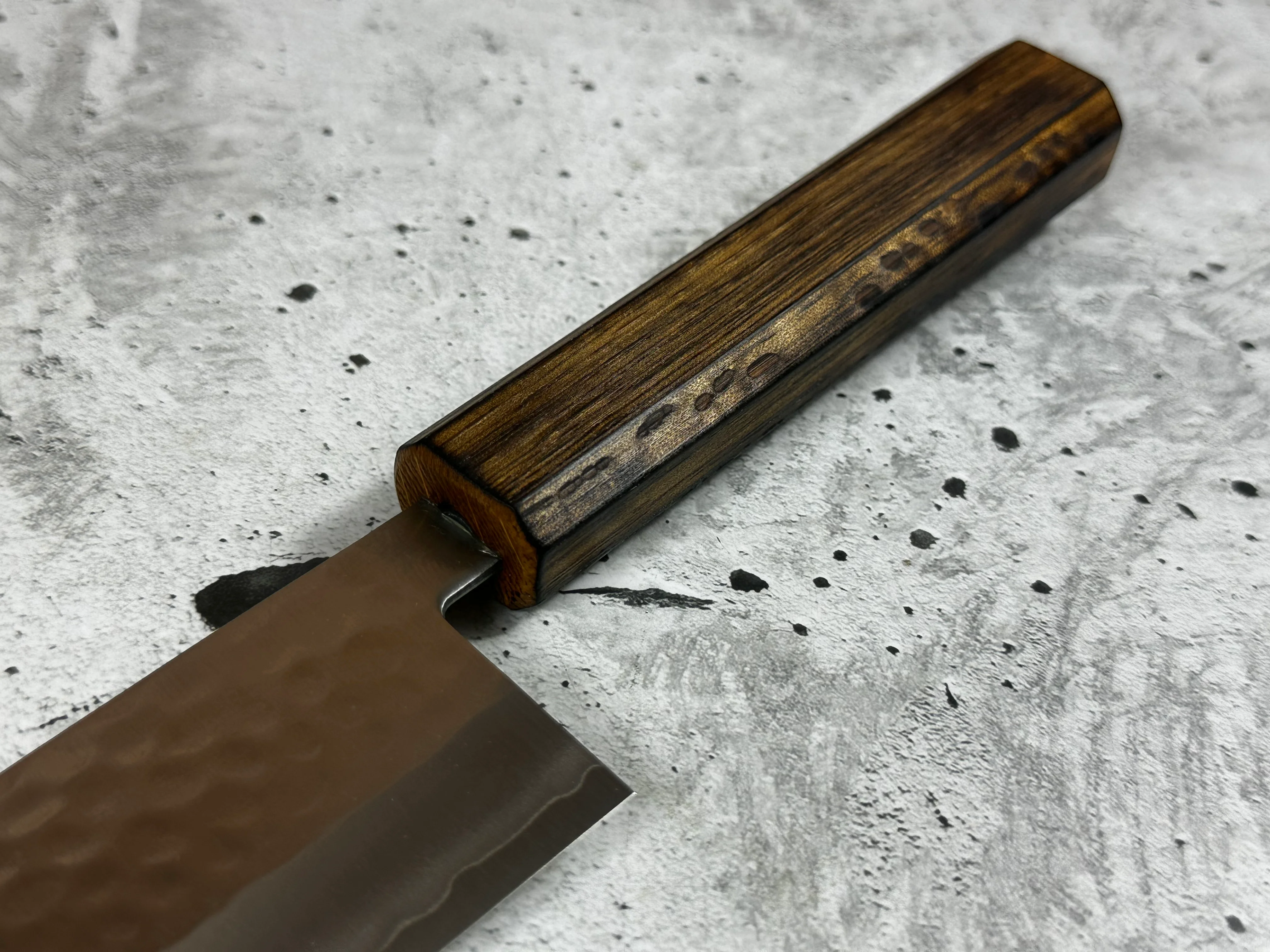 Masutani Kokuryu Tsutime Gyuto 180mm VG1 Steel Oak Handle - Image 14