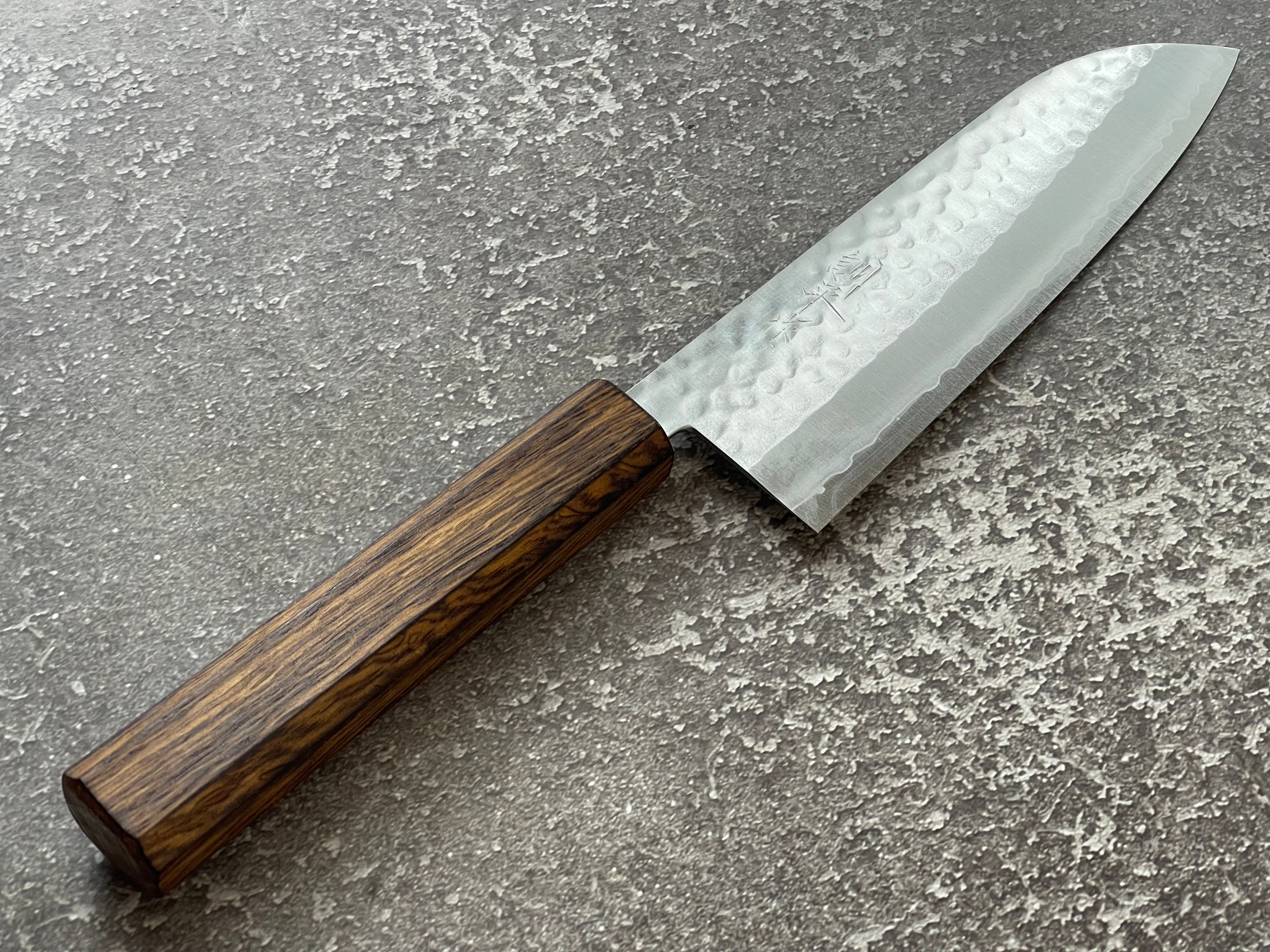 Masutani Kokuryu Tsutime Santoku 170mm VG1 Steel Oak Handle - Image 8