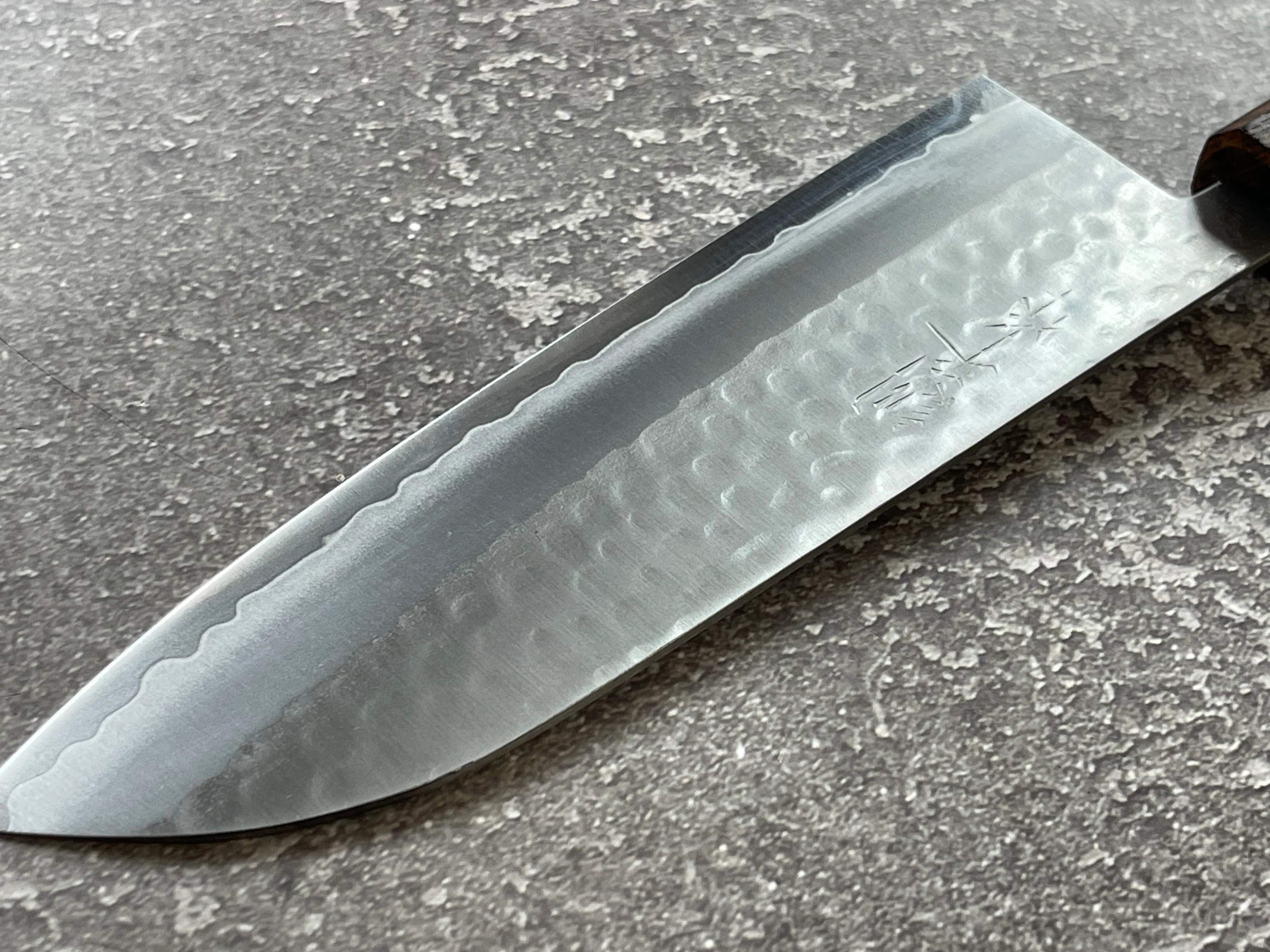 Masutani Kokuryu Tsutime Santoku 170mm VG1 Steel Oak Handle - Image 9