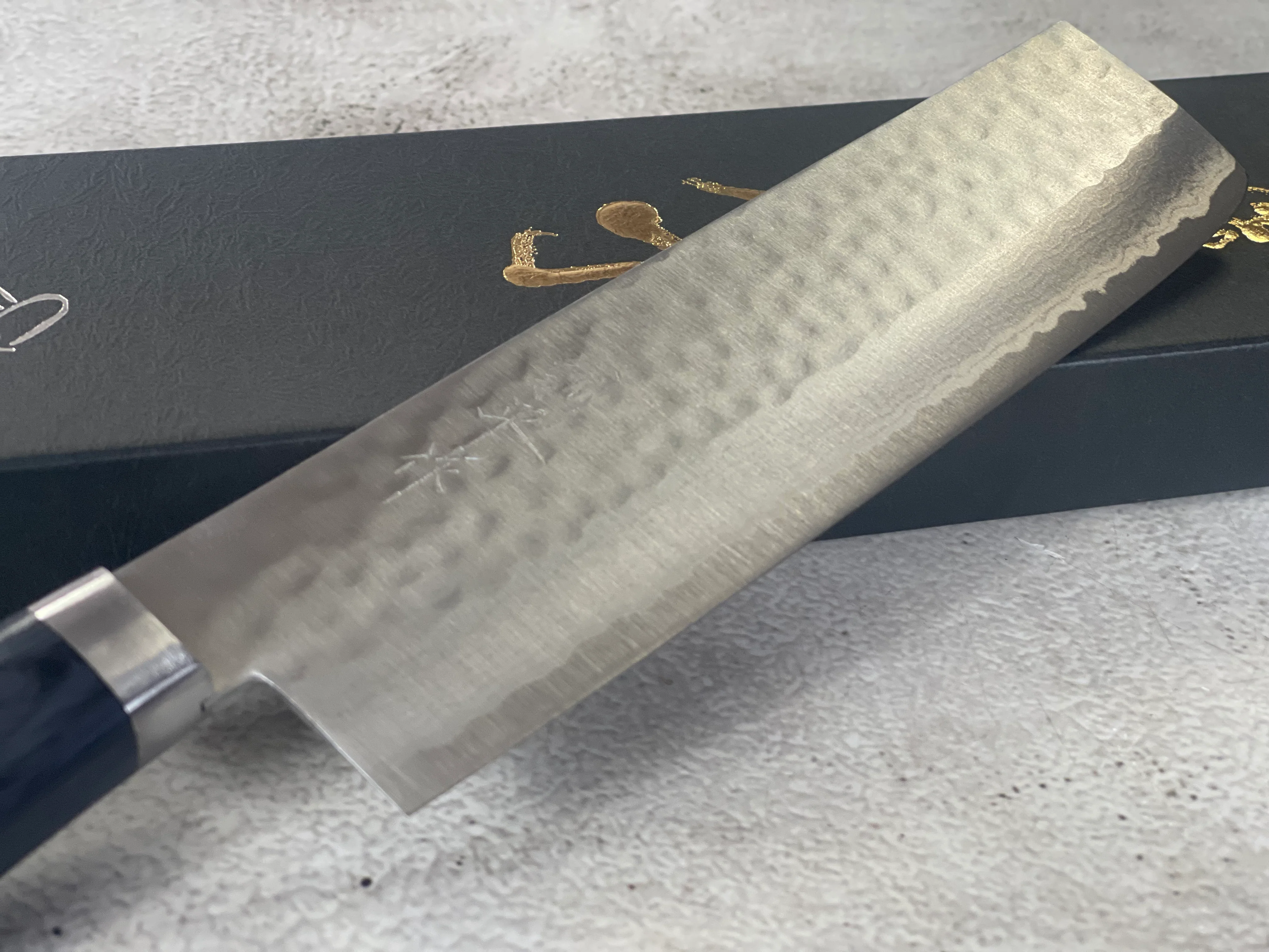 Masutani Kokuryu Usuba 160mm Blue Pakkawood Handle - Image 5