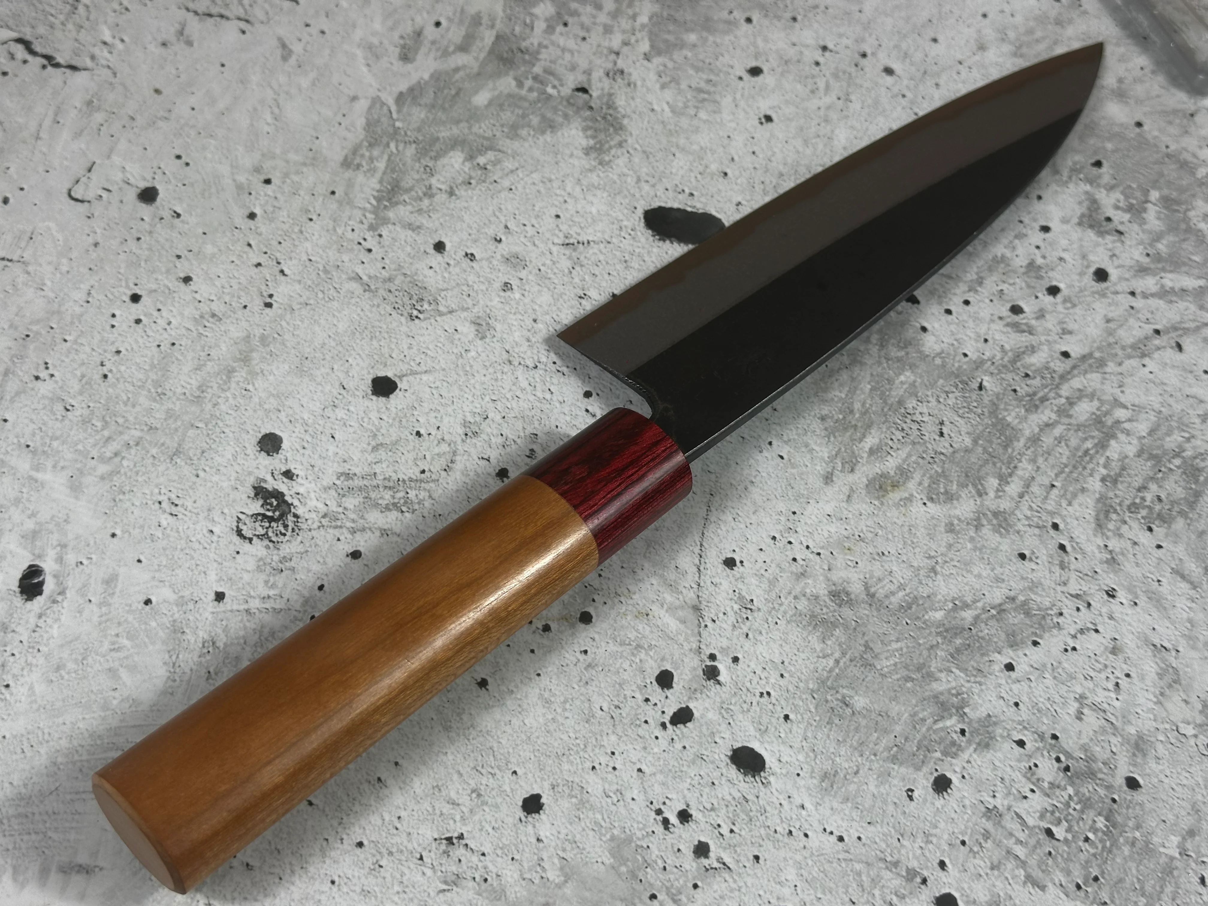 Muneishi Aogami 2 Iron Clad Gyuto 210mm Kurouchi Finish - Image 13