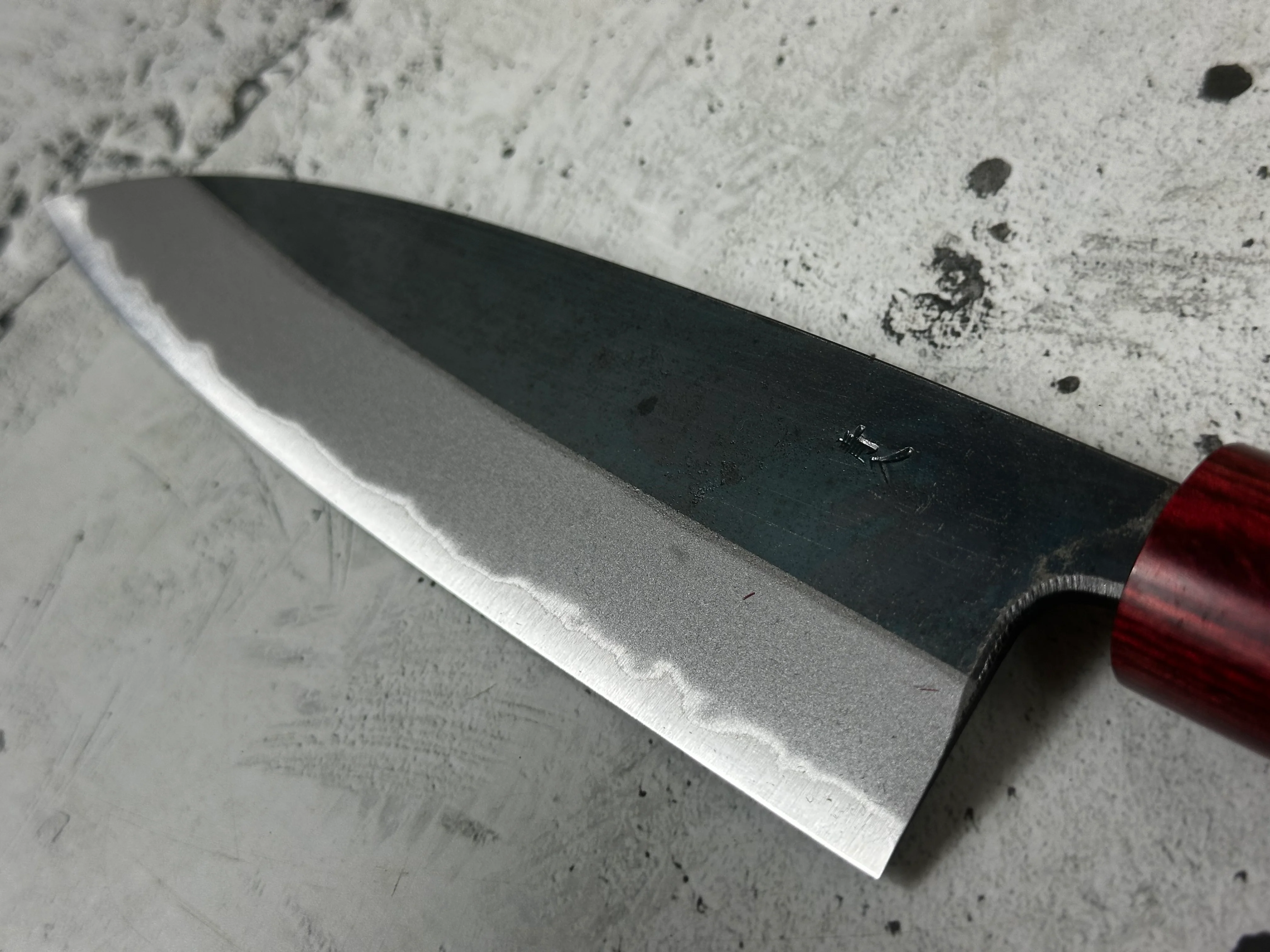 Muneishi Aogami 2 Iron Clad Gyuto 210mm Kurouchi Finish - Image 14