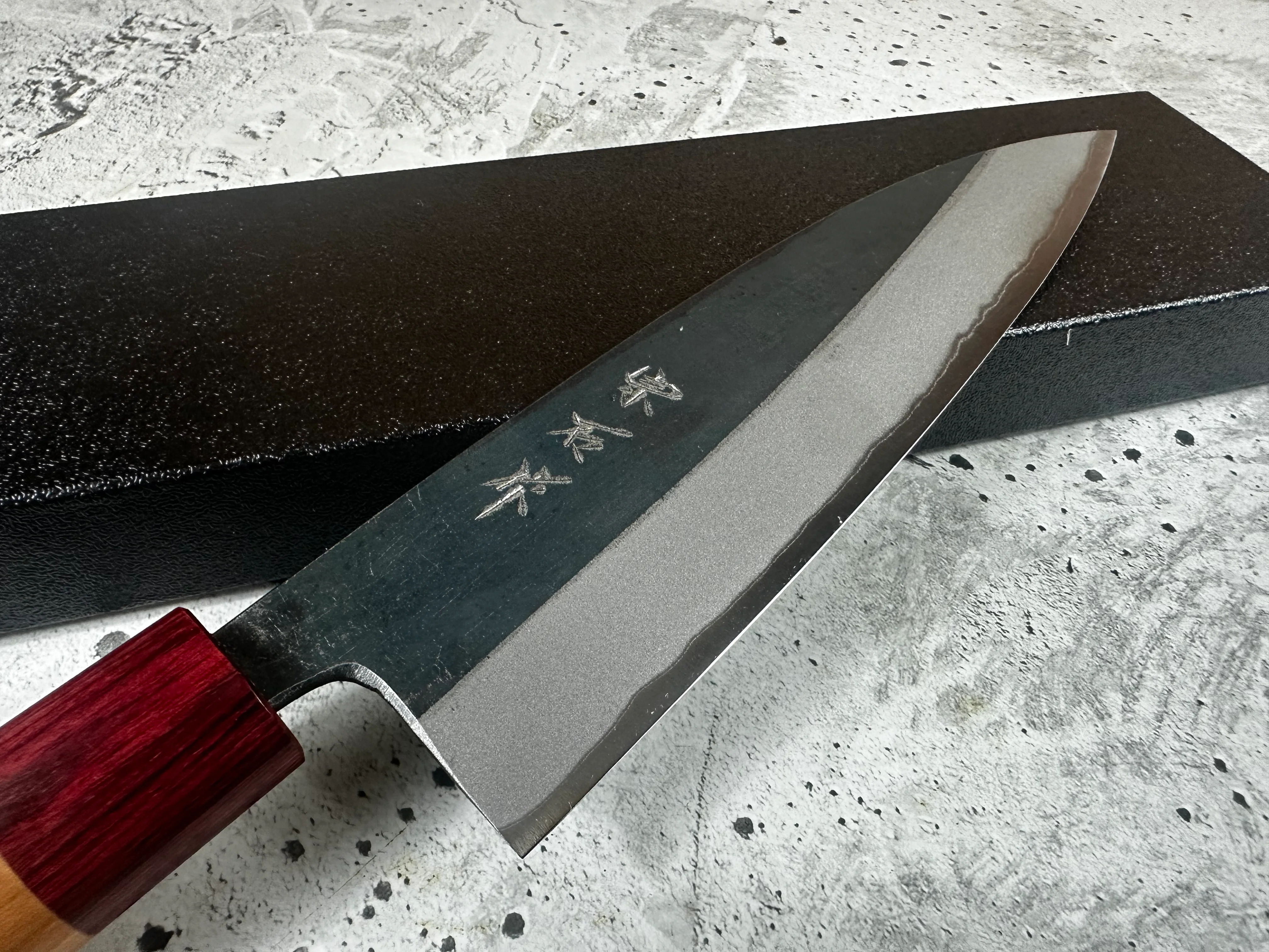Muneishi Aogami 2 Iron Clad Gyuto 210mm Kurouchi Finish - Image 6