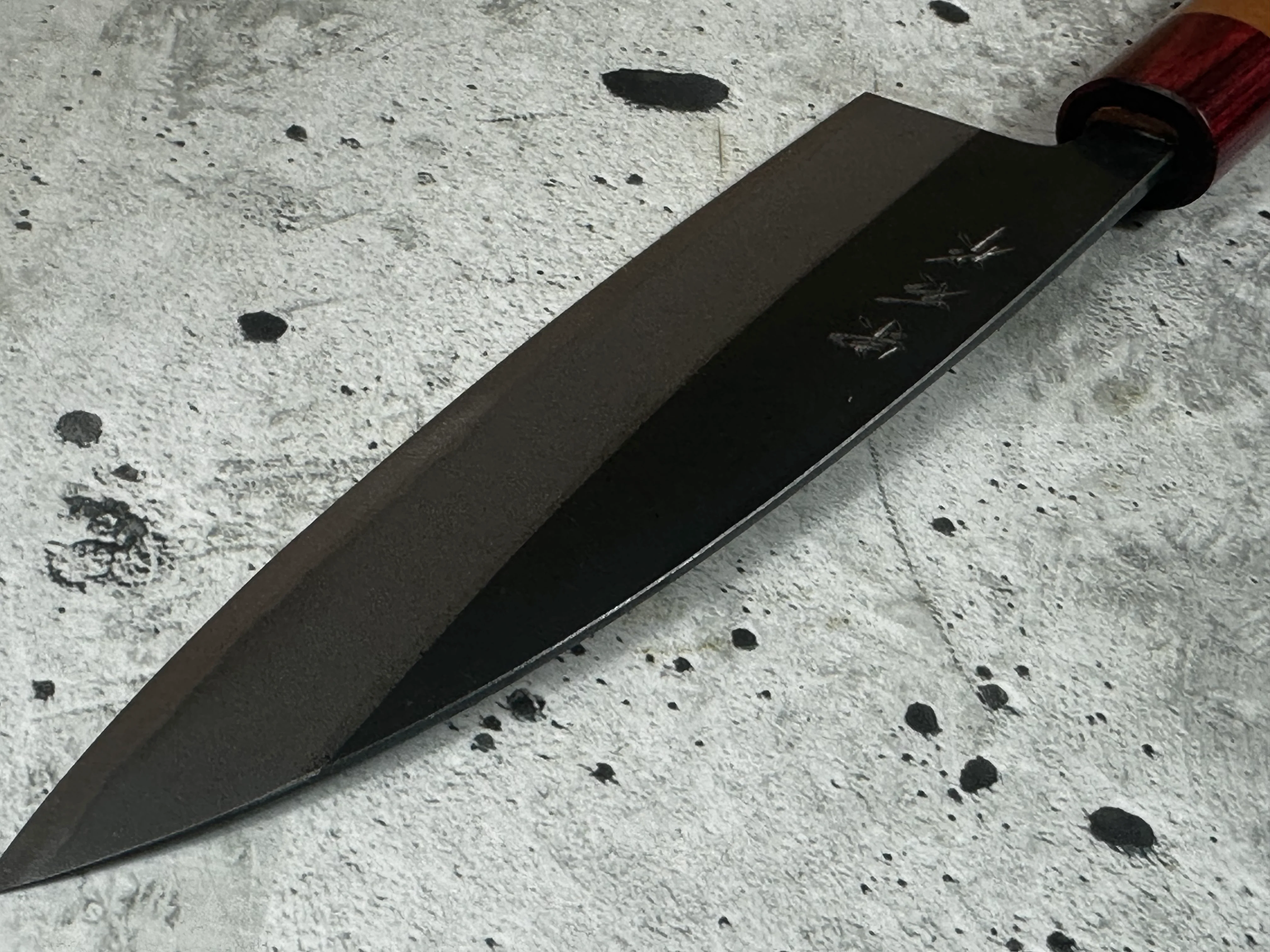 Muneishi Aogami 2 Iron Clad Gyuto 210mm Kurouchi Finish - Image 7