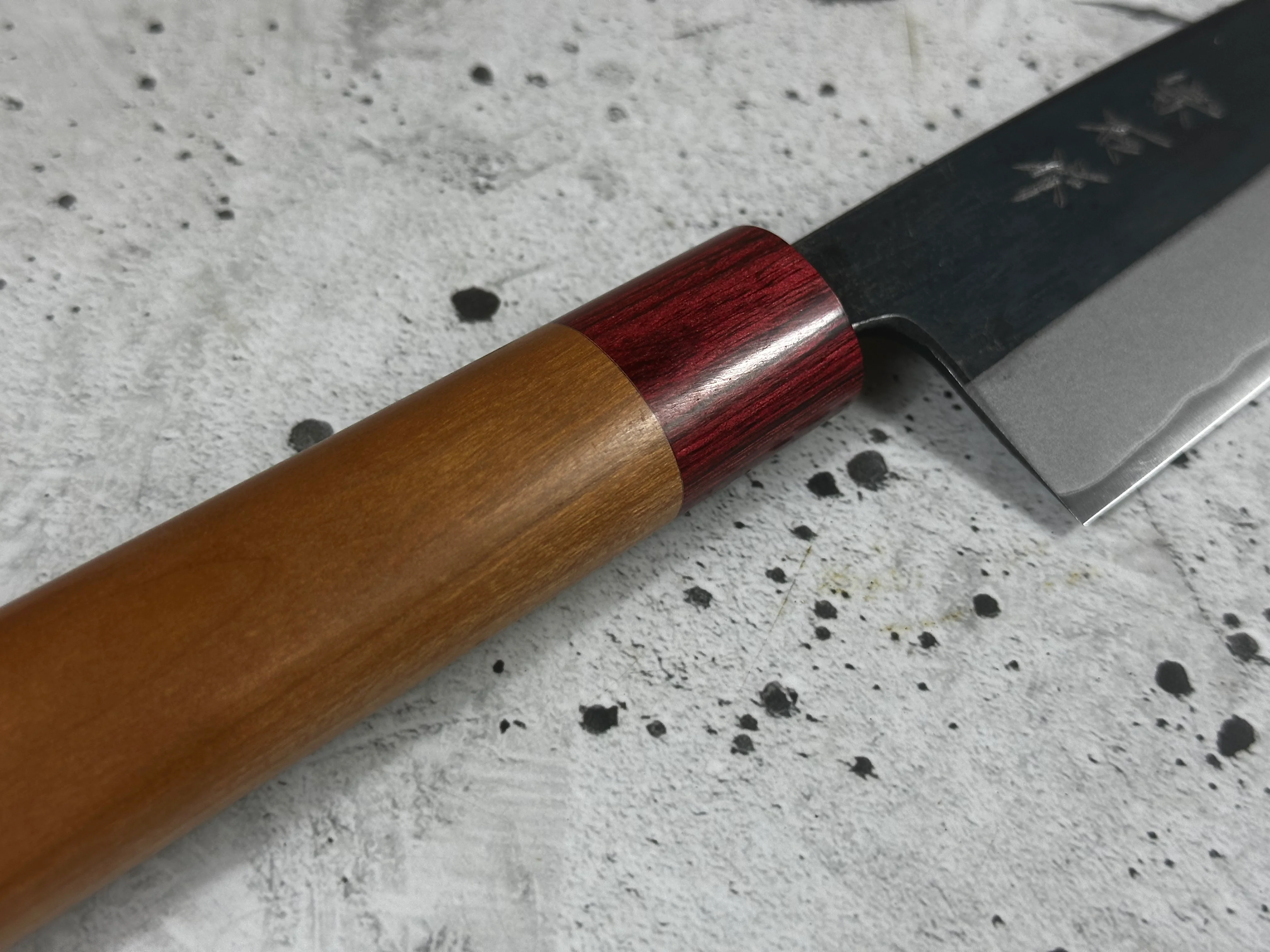 Muneishi Aogami 2 Iron Clad Gyuto 210mm Kurouchi Finish - Image 9