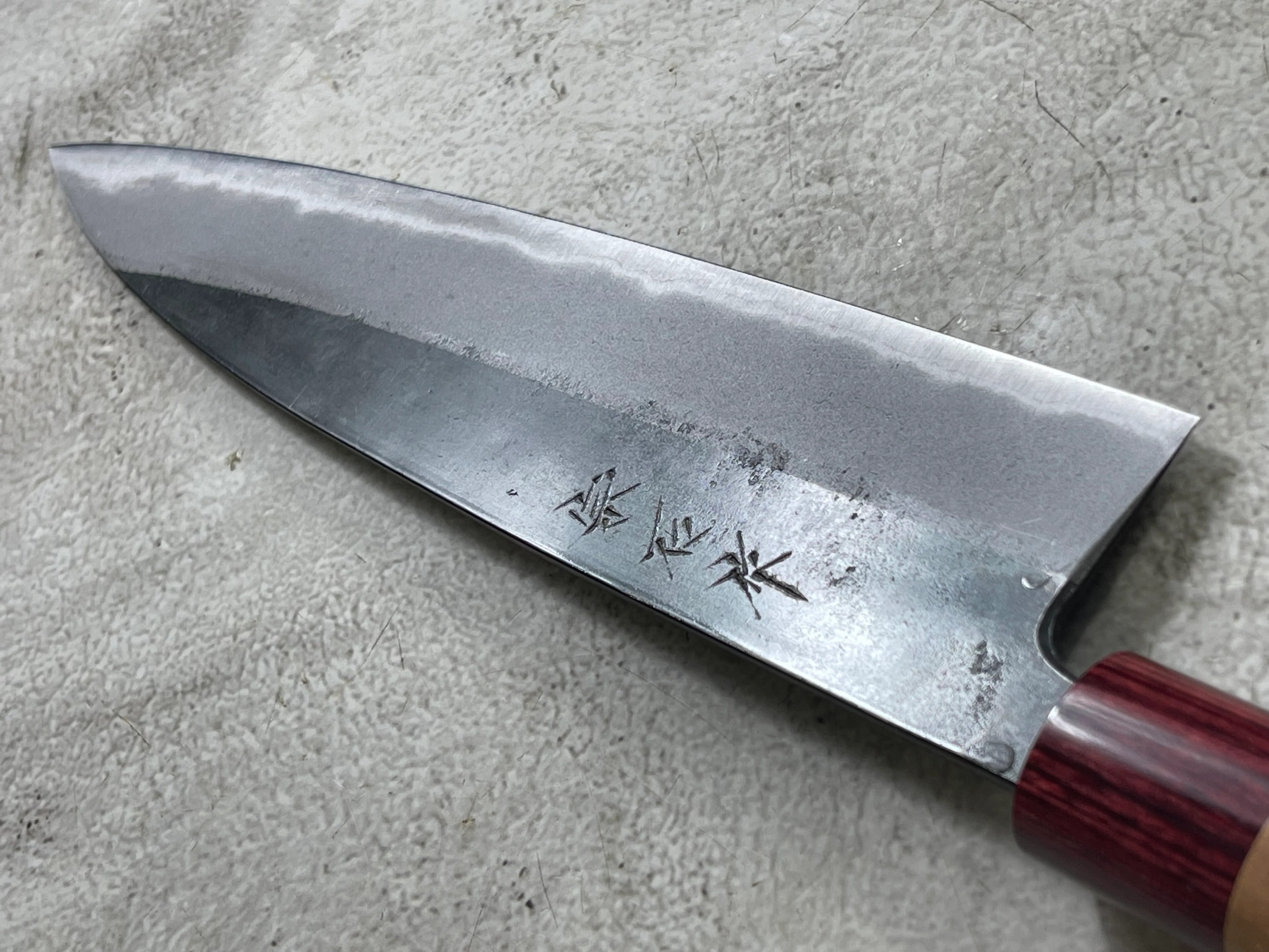 Muneishi Aogami 2 Iron Clad Gyuto 240mm Kurouchi Finish - Image 10