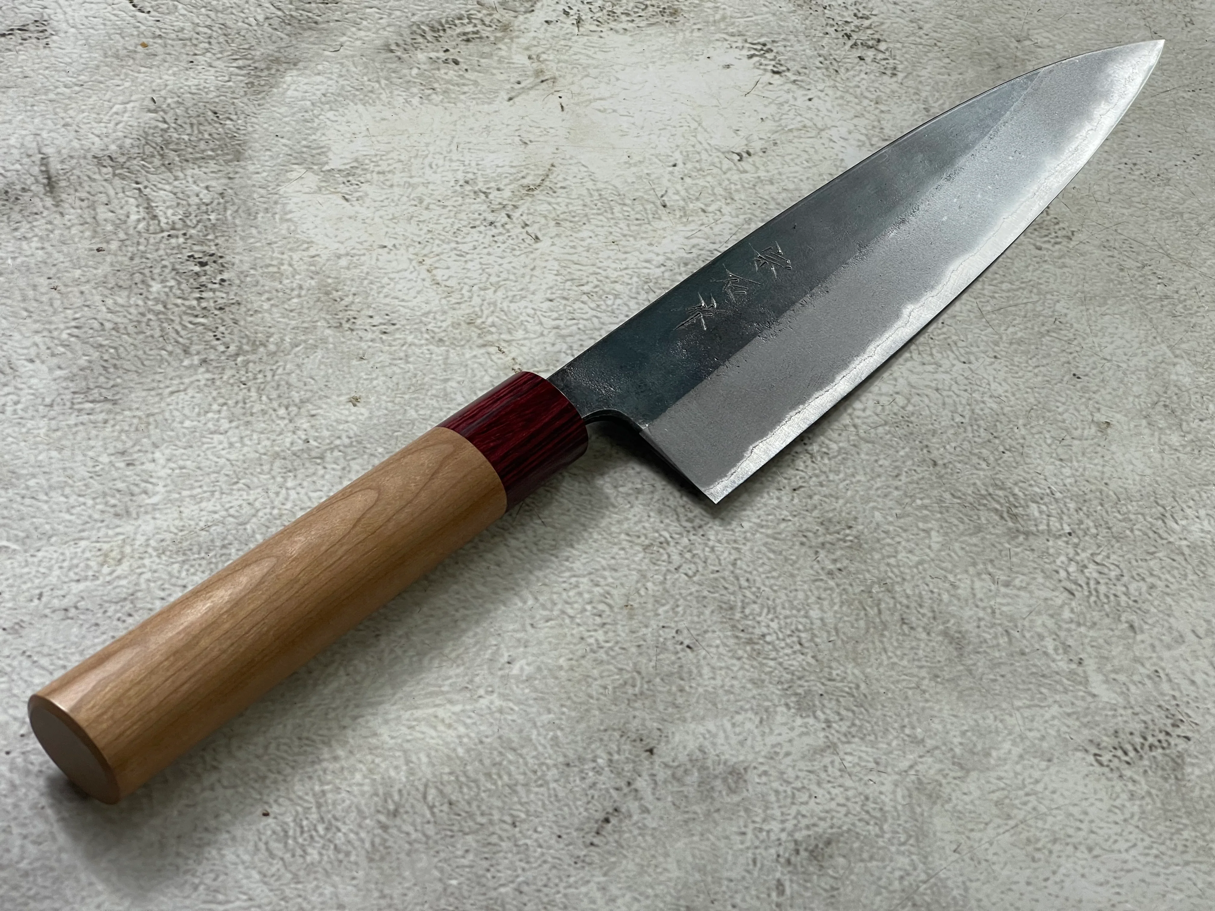 Muneishi Aogami 2 Iron Clad Gyuto 240mm Kurouchi Finish - Image 12