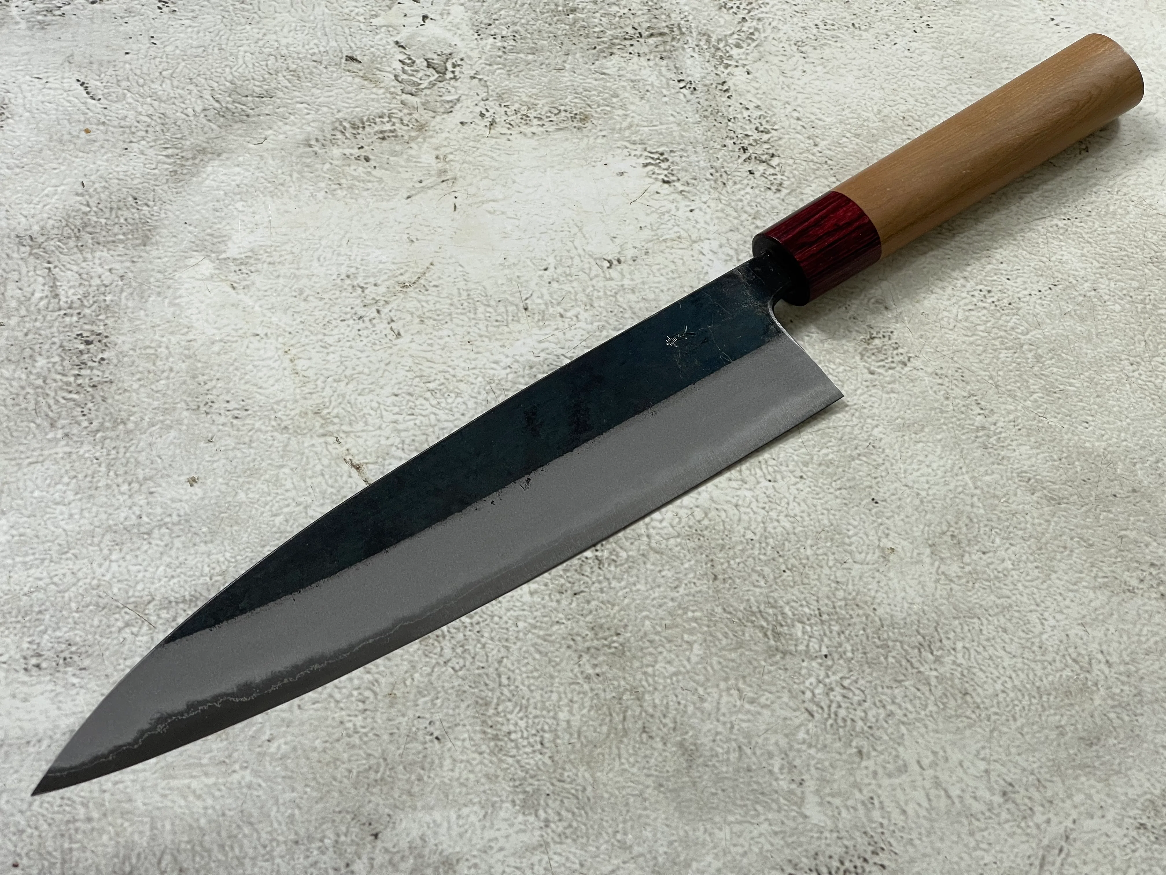 Muneishi Aogami 2 Iron Clad Gyuto 240mm Kurouchi Finish - Image 7
