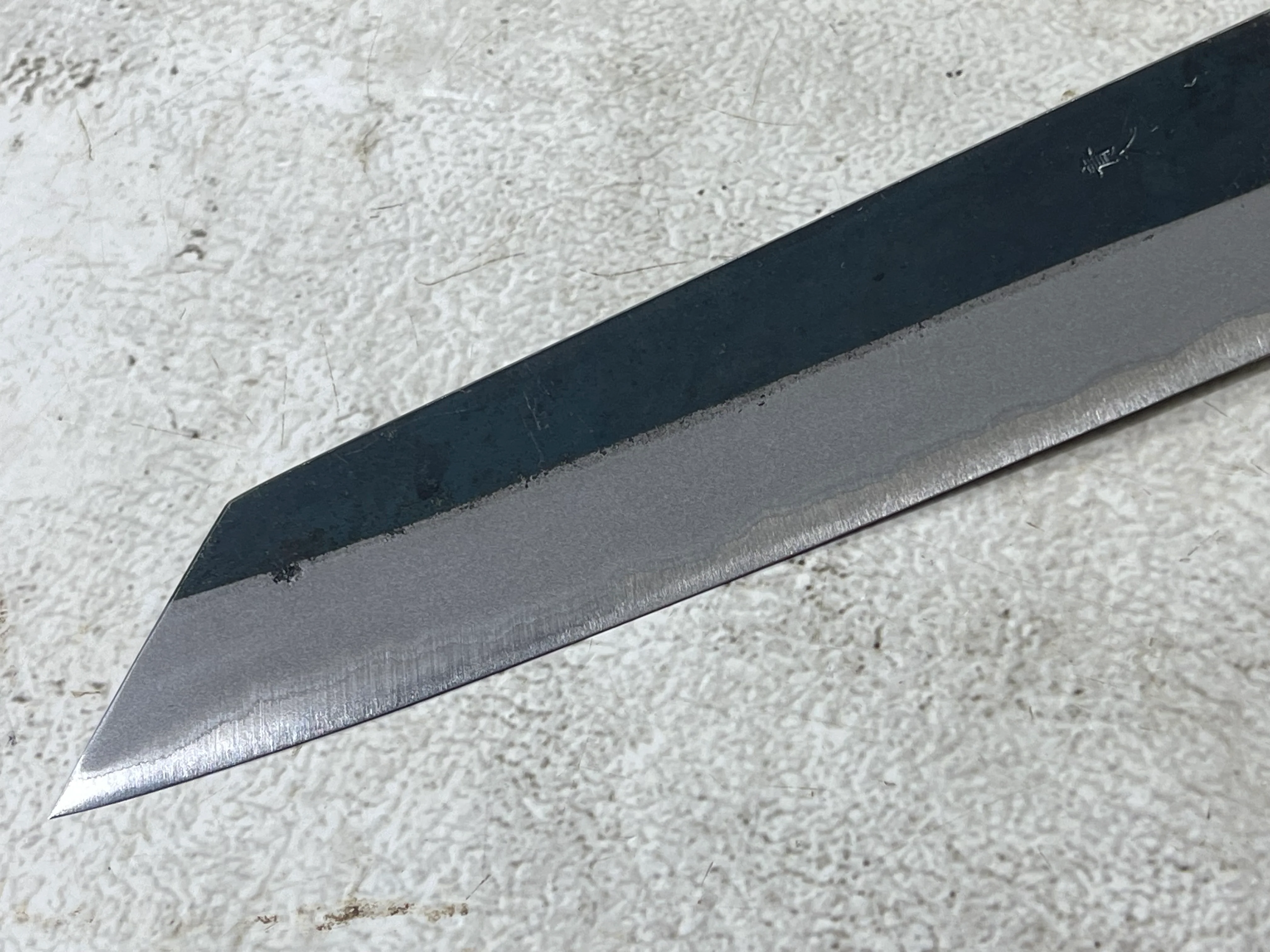 Muneishi Aogami 2 Iron Clad Kiritsuke 180mm Kurouchi Finish - Image 11