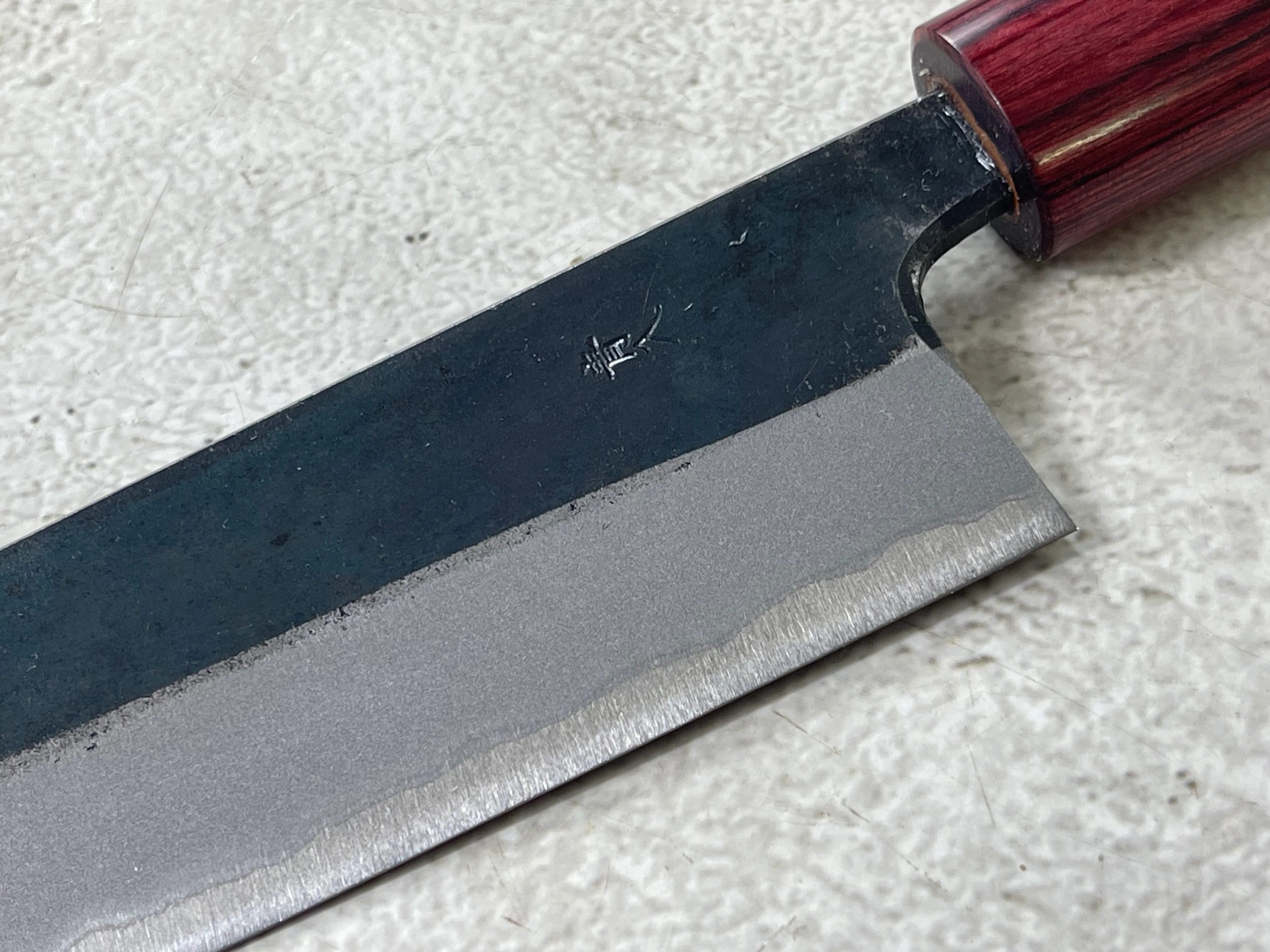 Muneishi Aogami 2 Iron Clad Kiritsuke 180mm Kurouchi Finish - Image 12