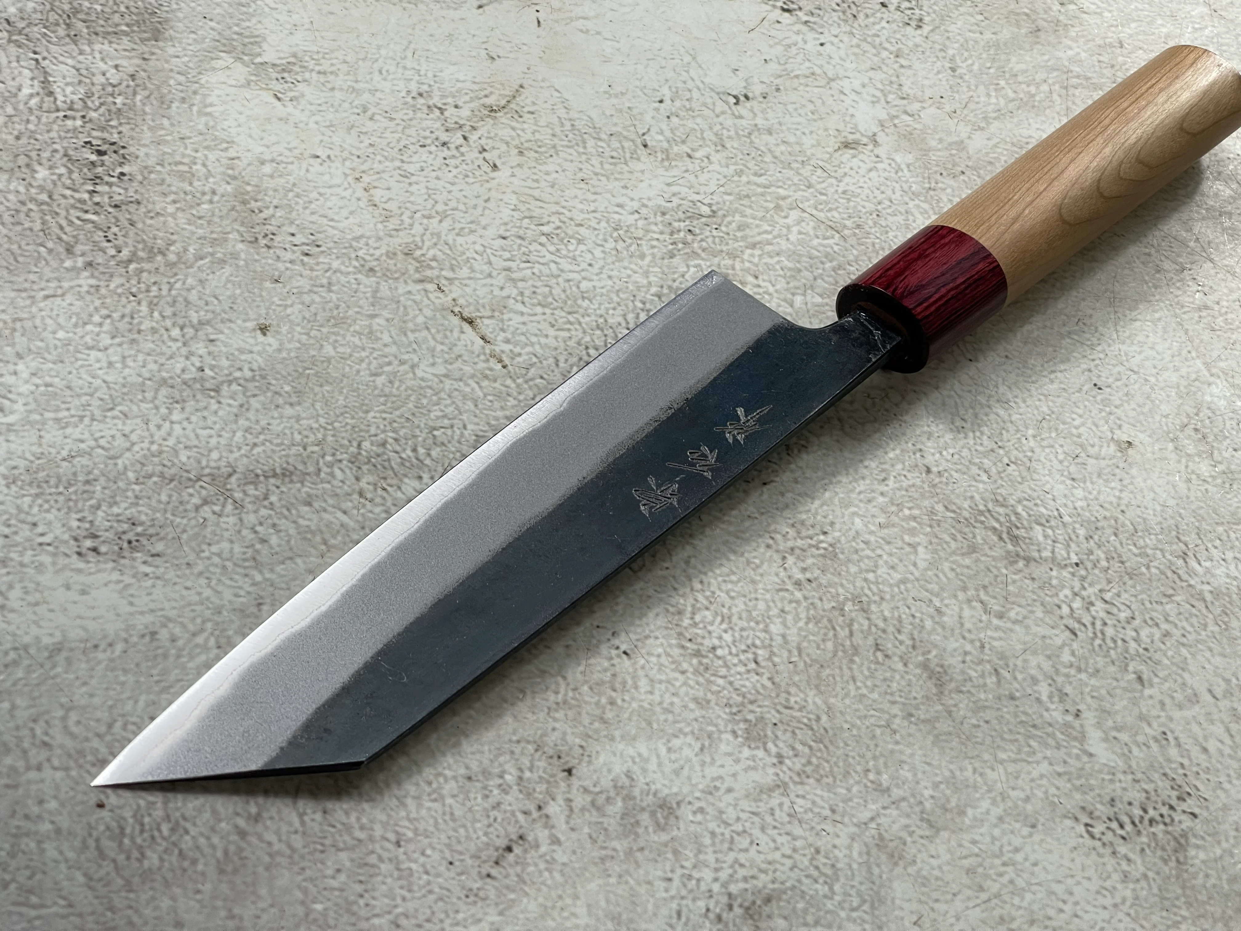 Muneishi Aogami 2 Iron Clad Kiritsuke 180mm Kurouchi Finish - Image 3