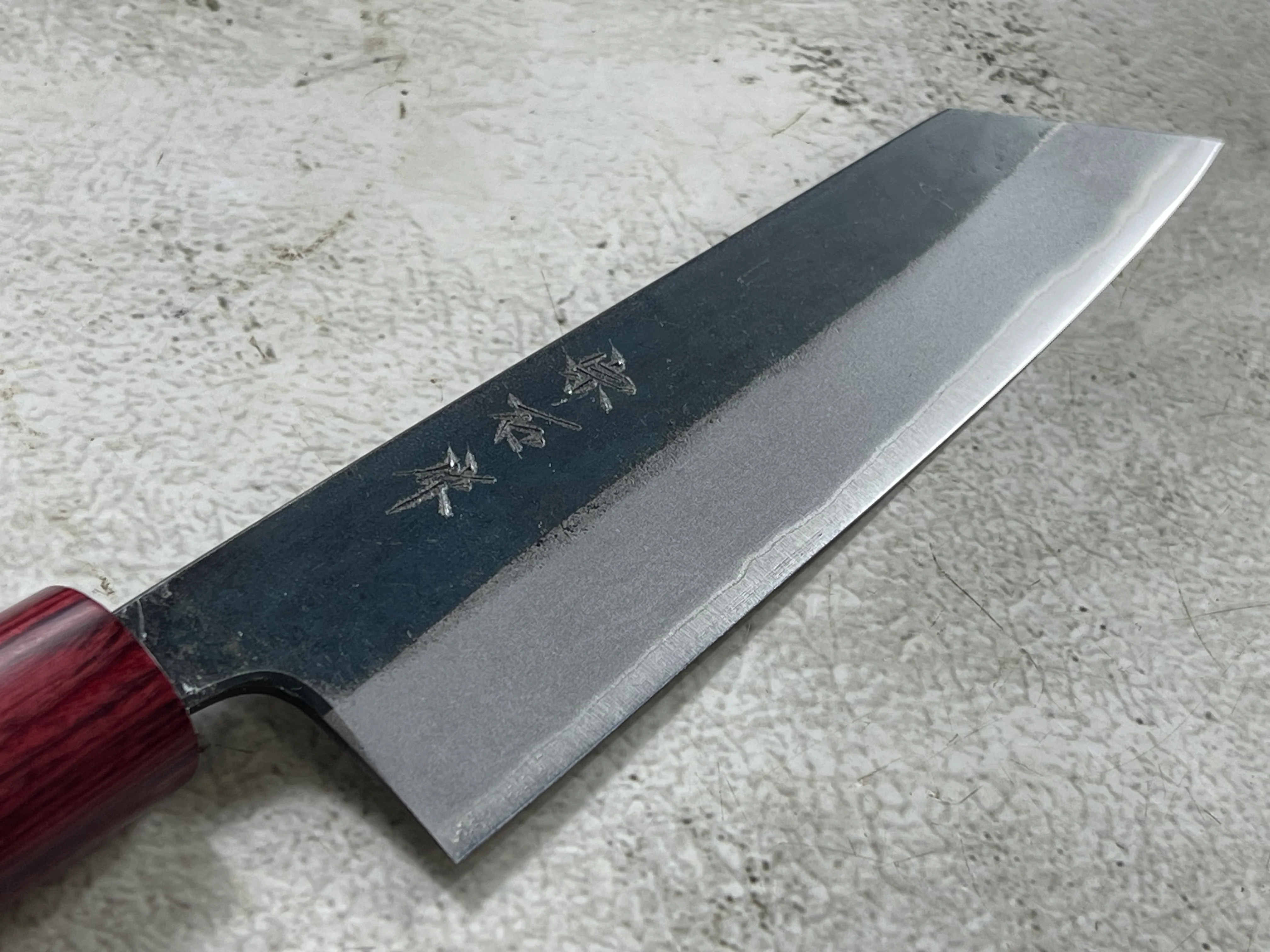 Muneishi Aogami 2 Iron Clad Kiritsuke 180mm Kurouchi Finish - Image 7