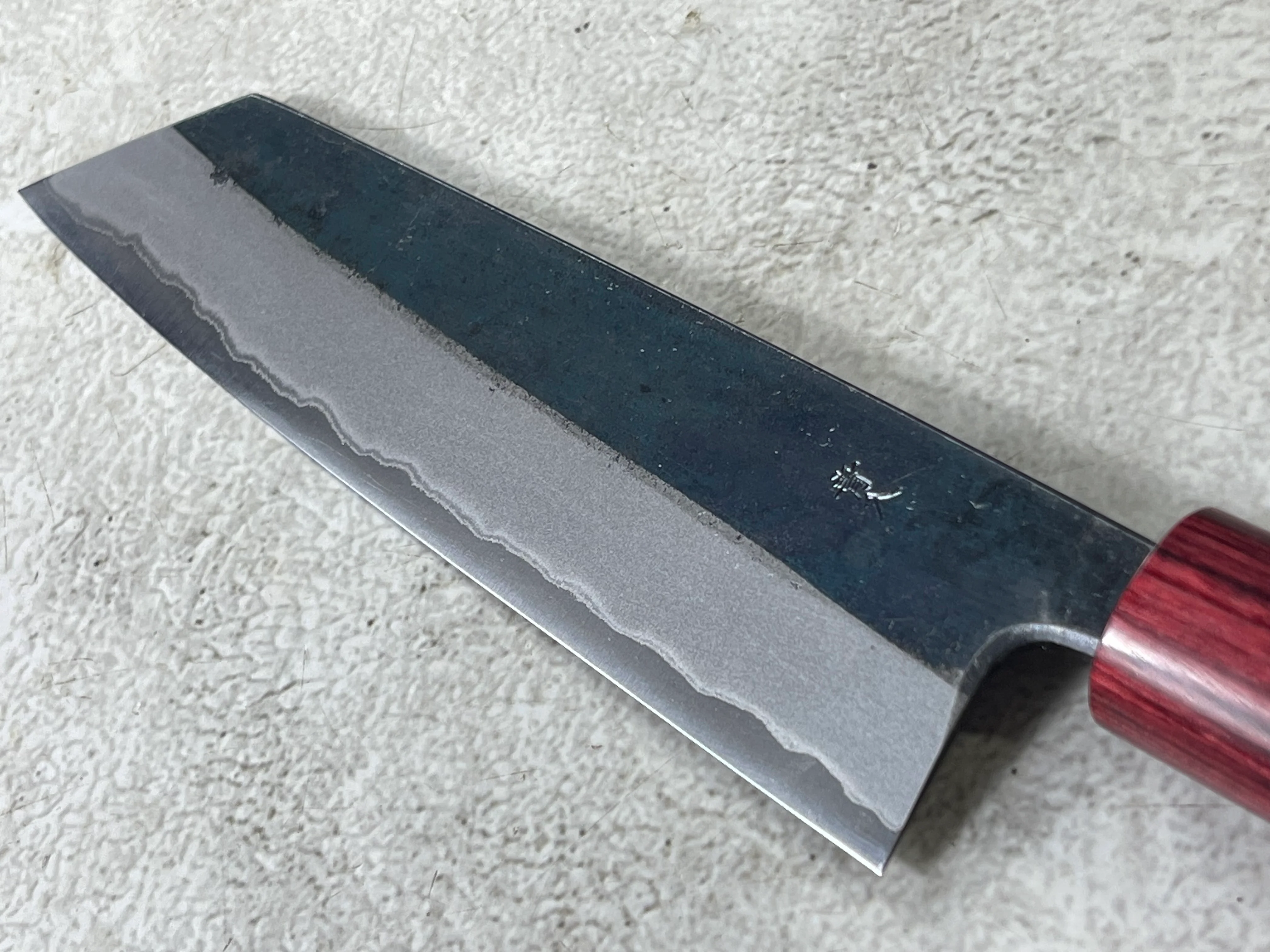 Muneishi Aogami 2 Iron Clad Kiritsuke 180mm Kurouchi Finish - Image 8