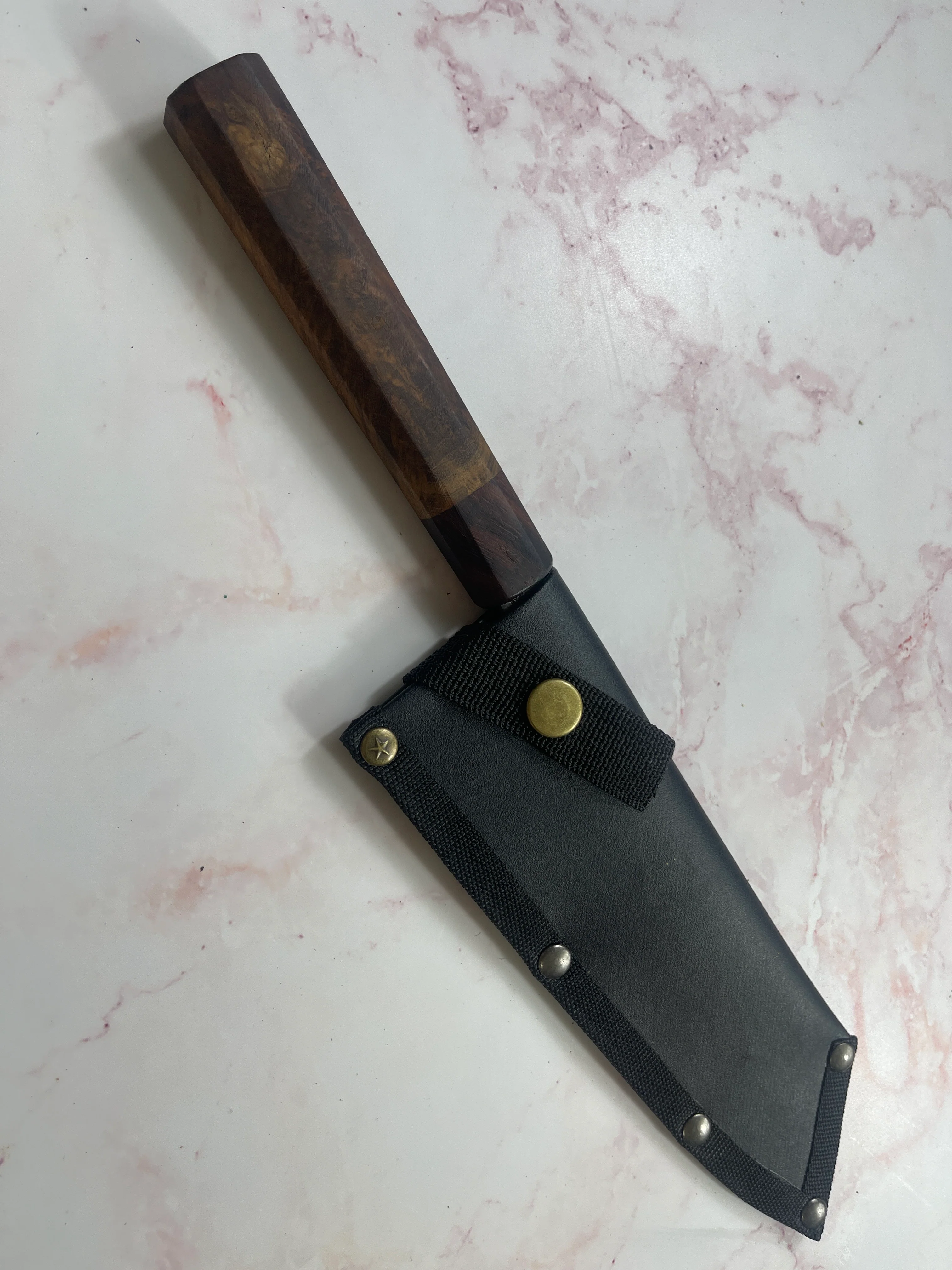 SanMai Santoku 180mm Nashiji Etched, Jatiwood & Rosewood Handle - Image 16