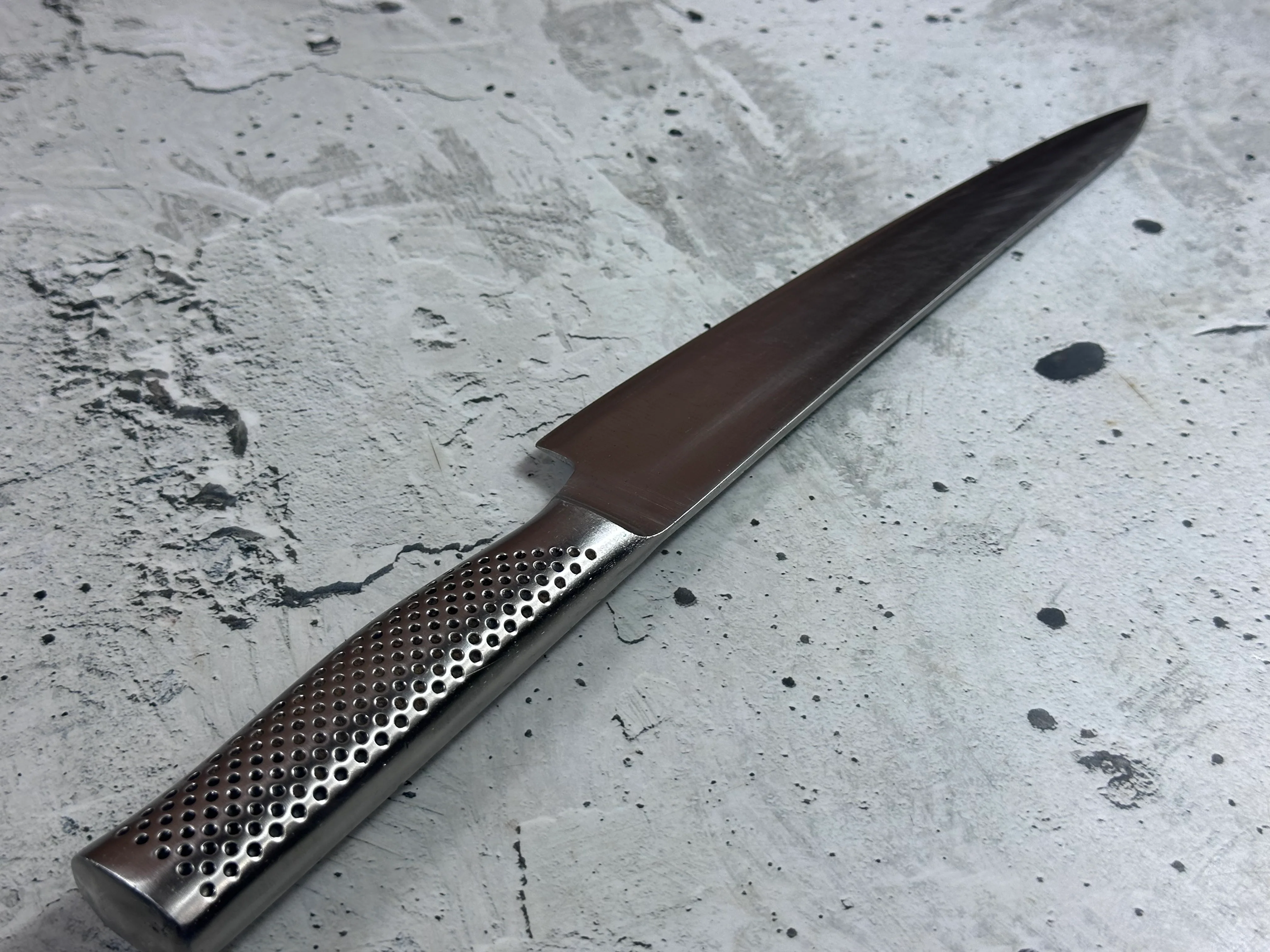 Second Hand Global Slicing Knife 230mm Stainless Steel Made in Japan 2053 - Image 8