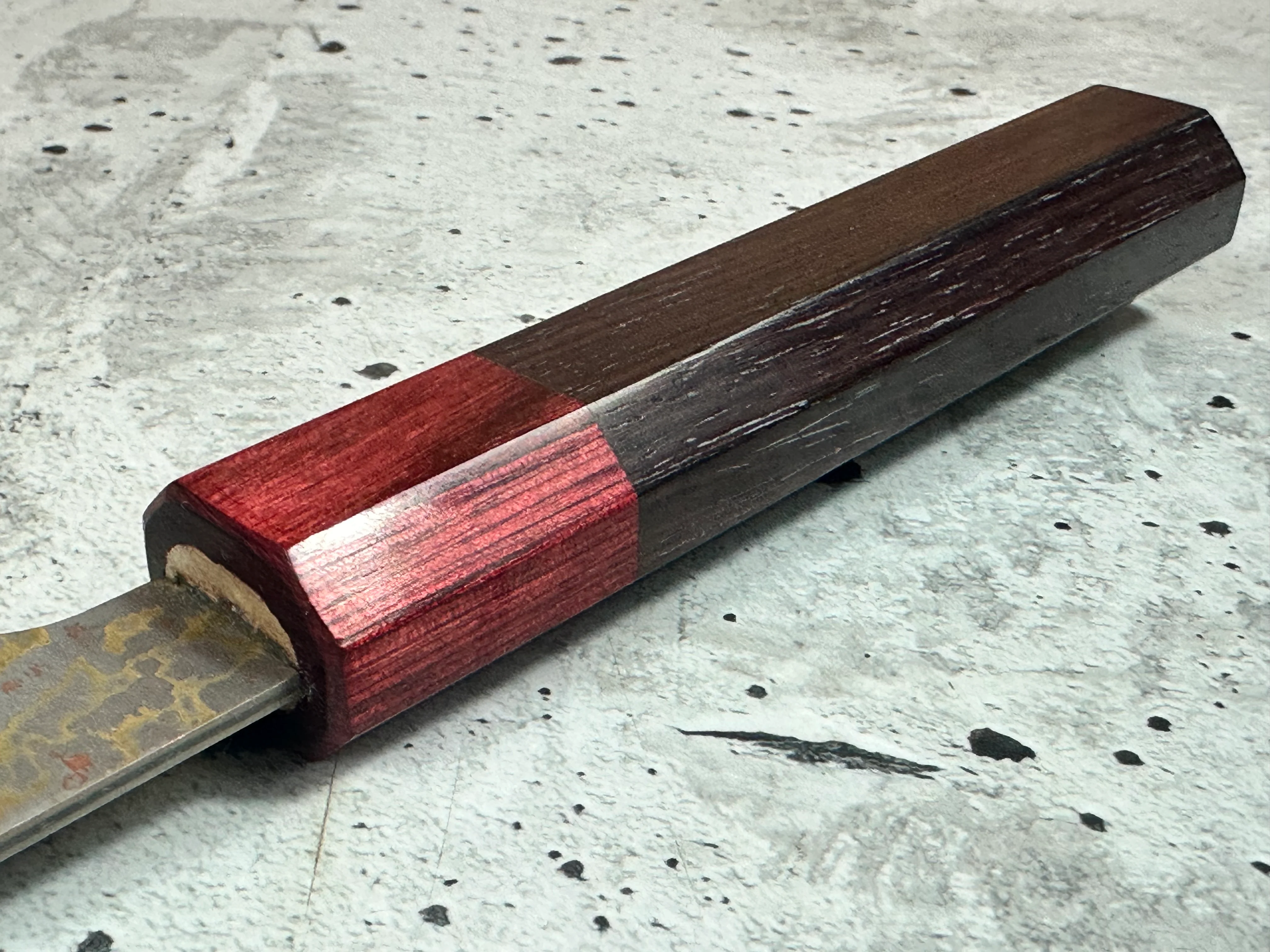 Takeshi Saji VG10-W Nashiji Rainbow Damascus Bunka 165mm - Image 13