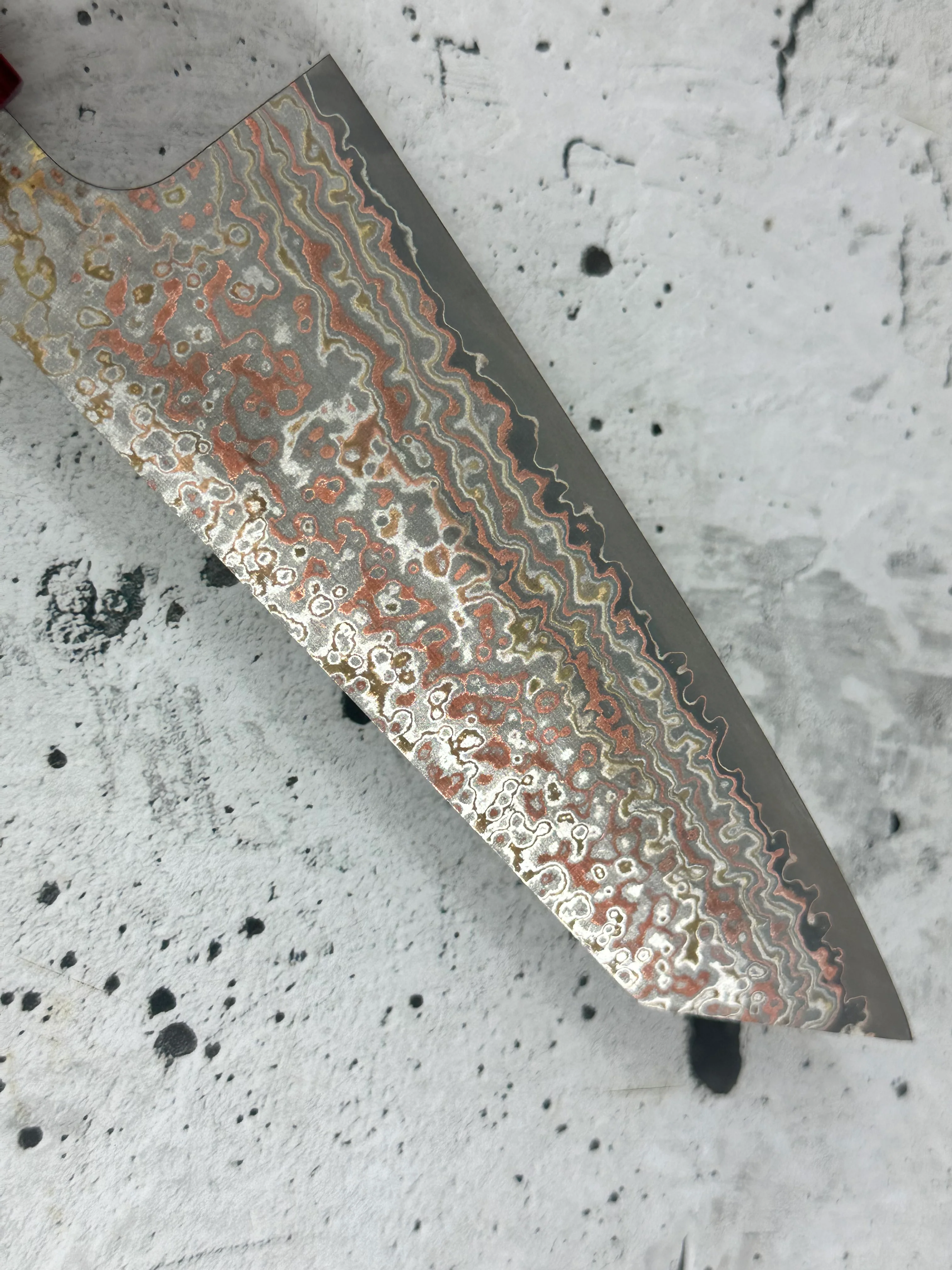 Takeshi Saji VG10-W Nashiji Rainbow Damascus Bunka 165mm - Image 15
