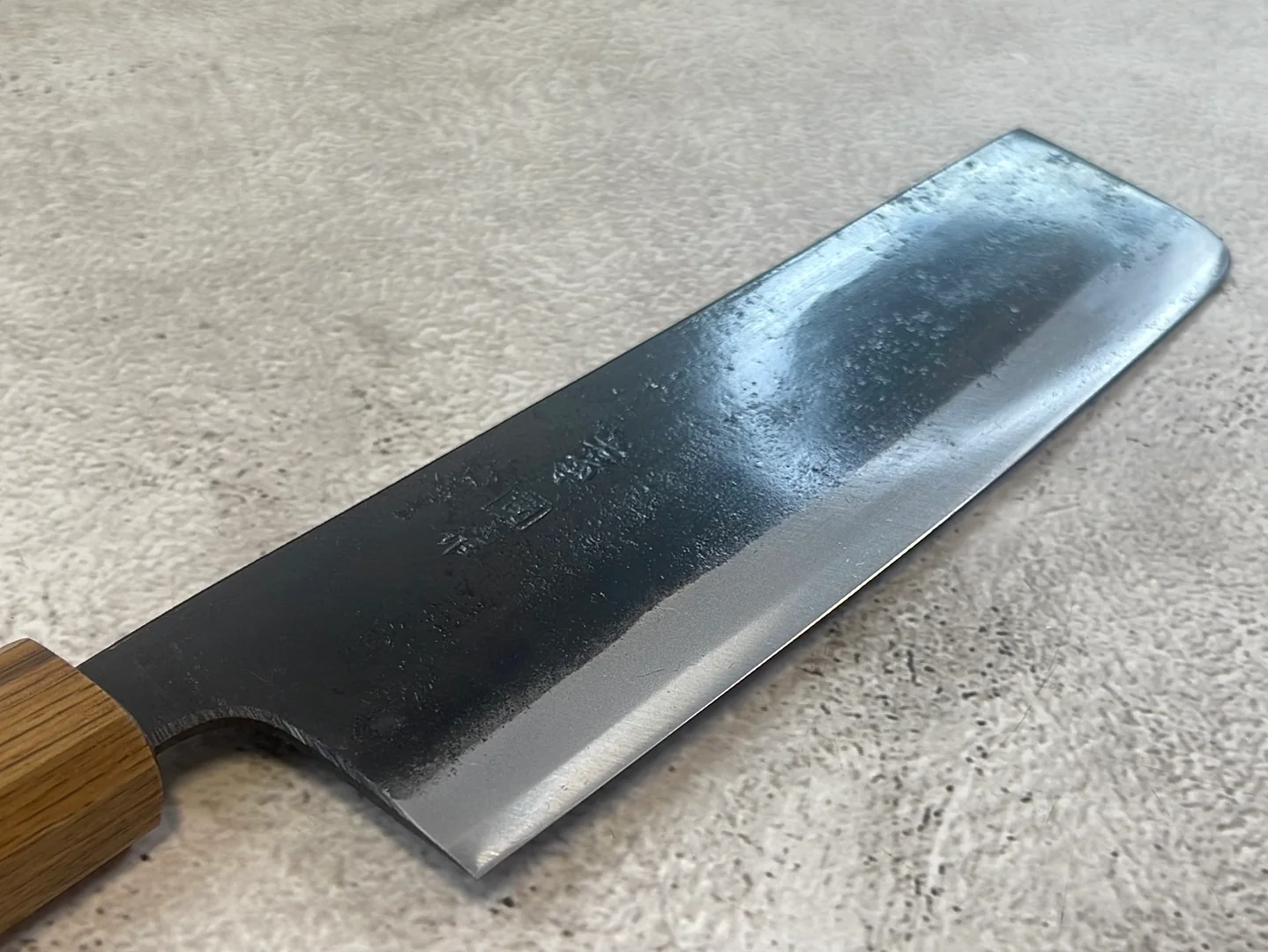 Tsukasa Shiro Kuro 165mm Nakiri - Shirogami Steel - Oak Octagnon Handle - Image 13