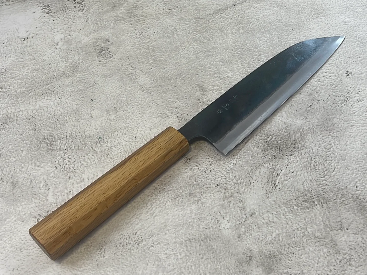 Tsukasa Shiro Kuro 165mm Santoku- Shirogami Steel - Oak Octagnon Handle - Image 10