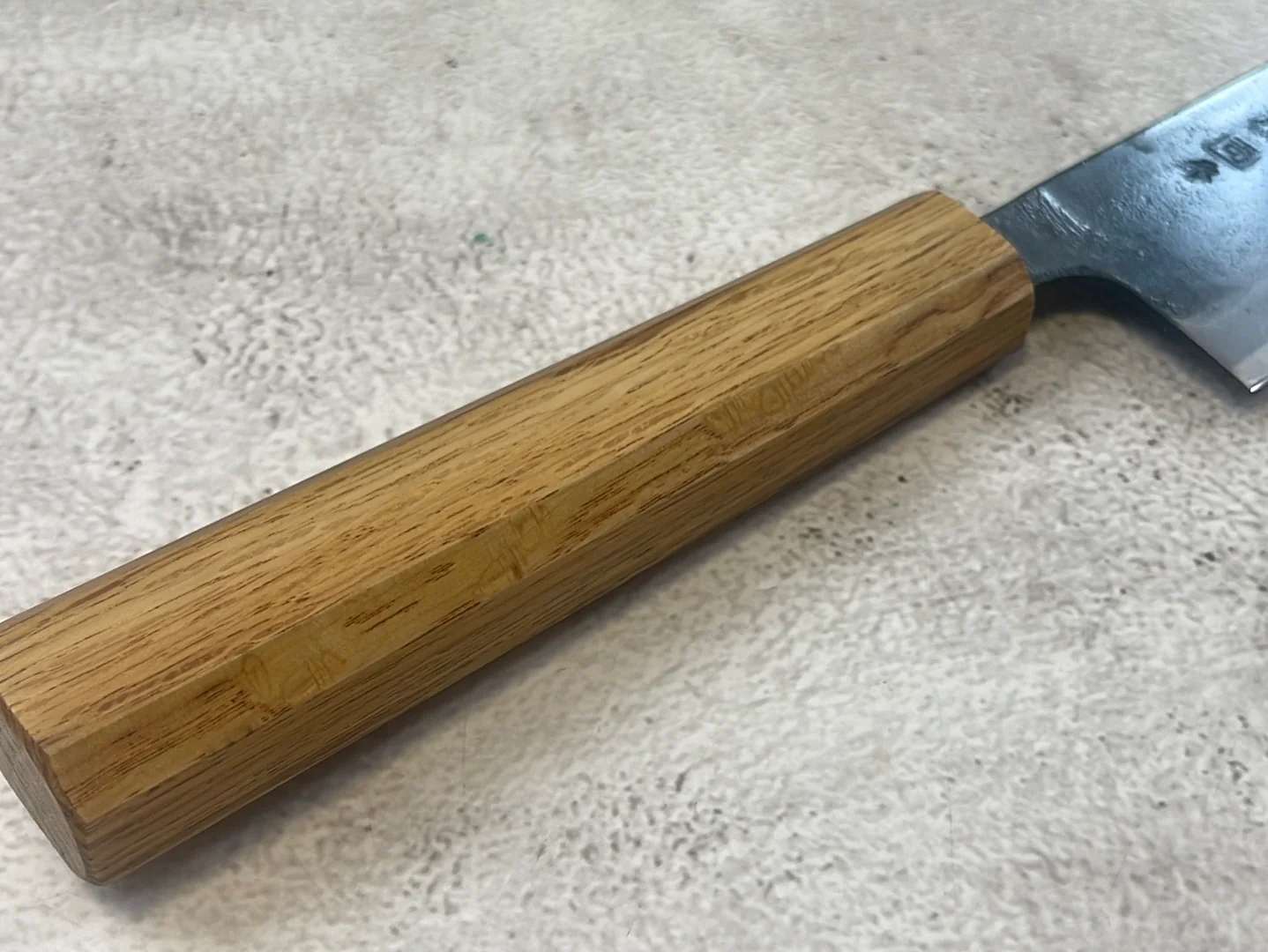 Tsukasa Shiro Kuro 165mm Santoku- Shirogami Steel - Oak Octagnon Handle - Image 11