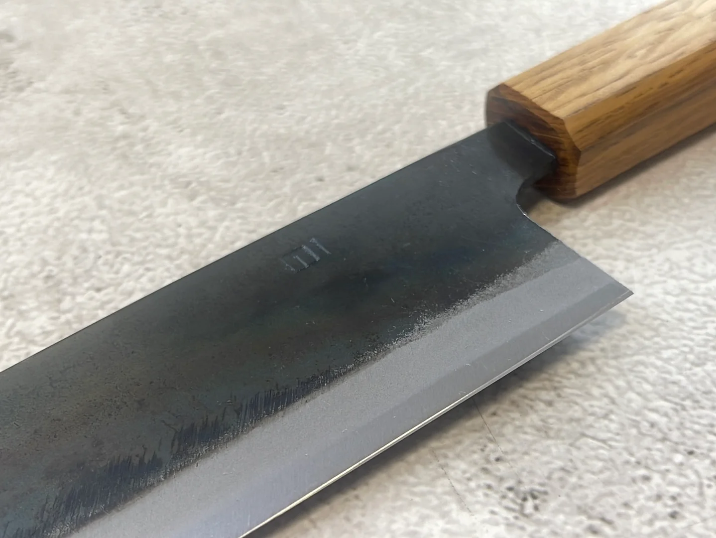 Tsukasa Shiro Kuro 165mm Santoku- Shirogami Steel - Oak Octagnon Handle - Image 5
