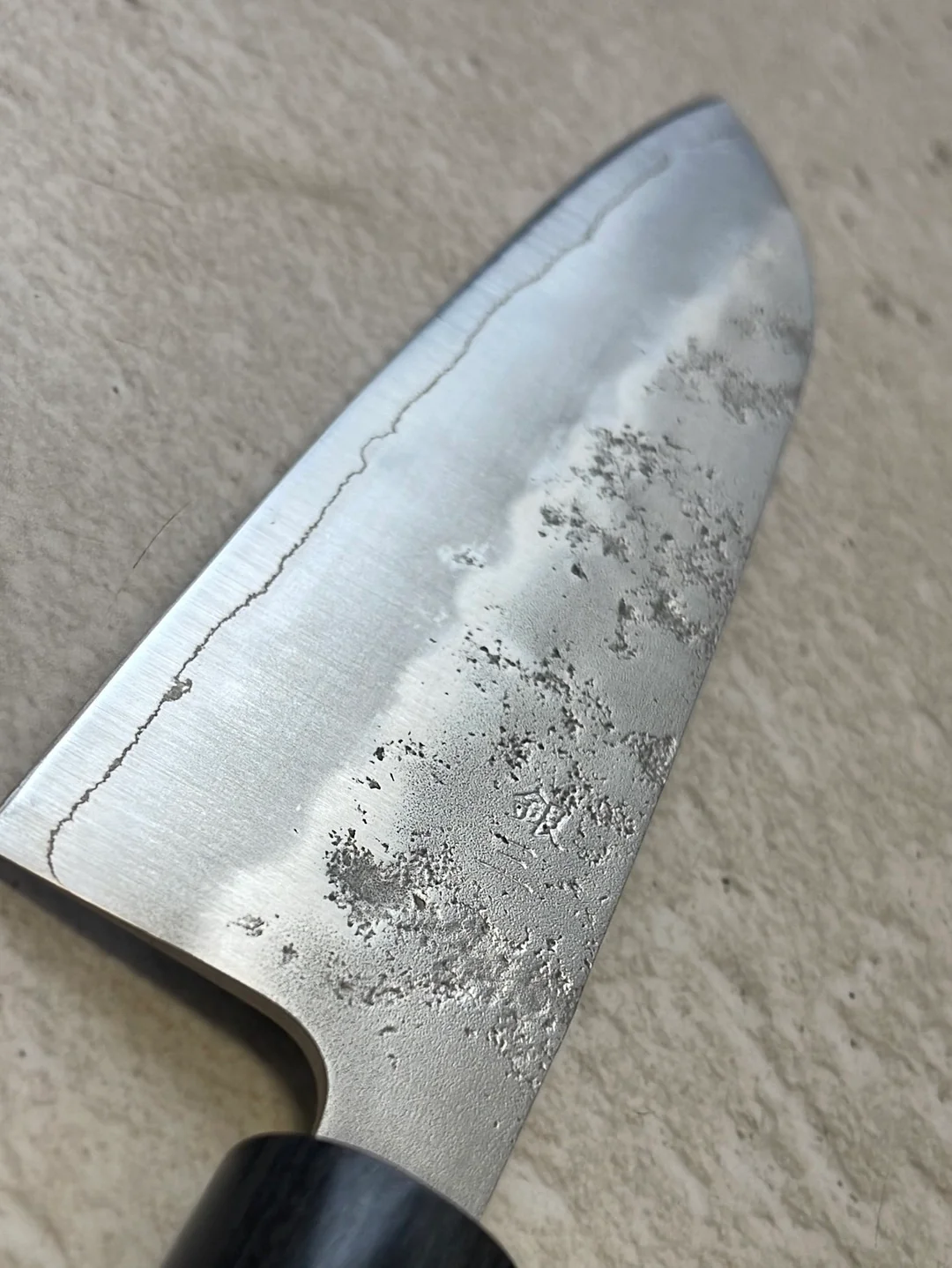 Tsunehisa G3 Nashiji HBC Santoku 170mm - Made in Japan 🇯🇵 Magnolia Oval Wa Handle - Image 12