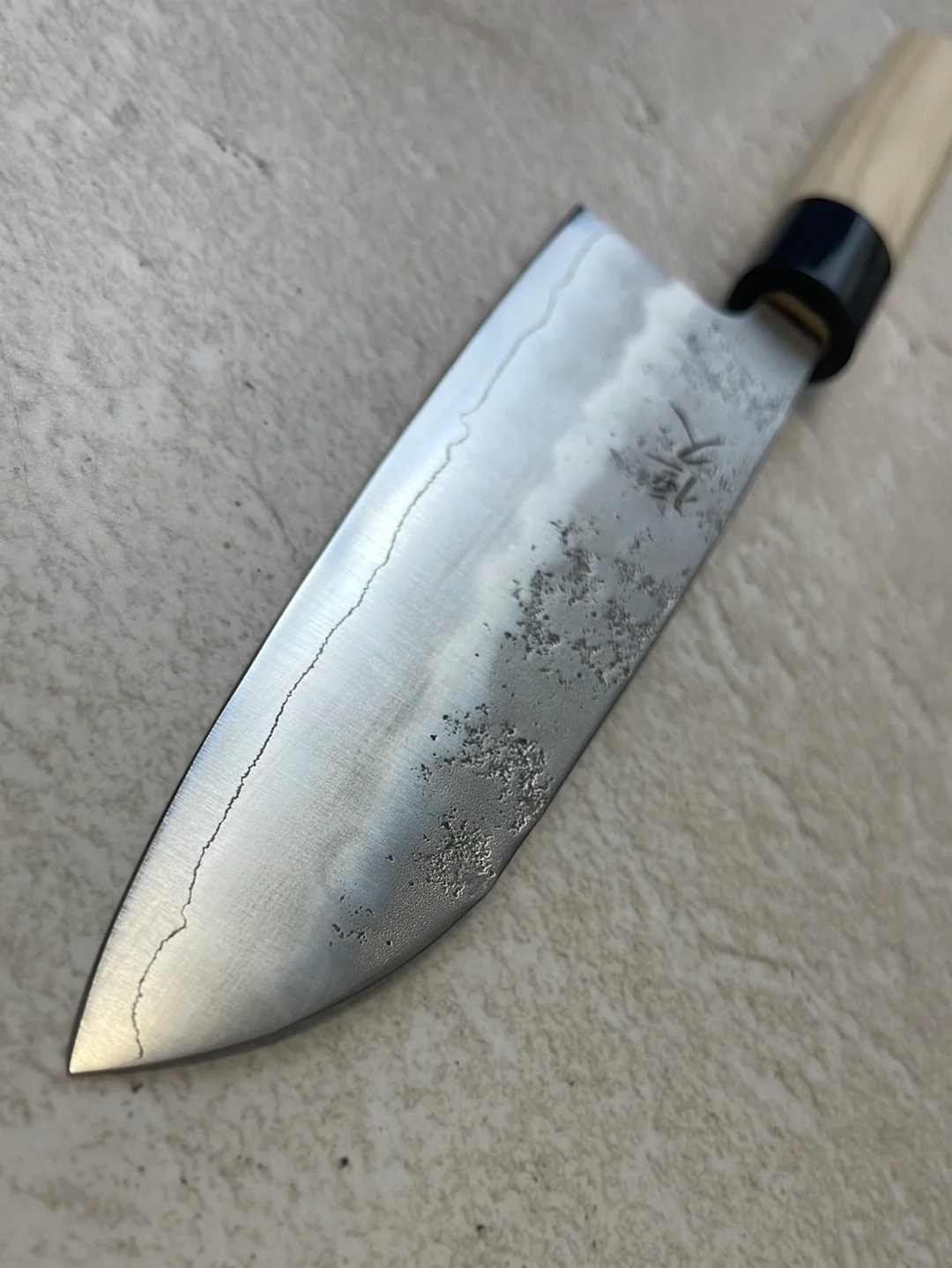 Tsunehisa G3 Nashiji HBC Santoku 170mm - Made in Japan 🇯🇵 Magnolia Oval Wa Handle - Image 6