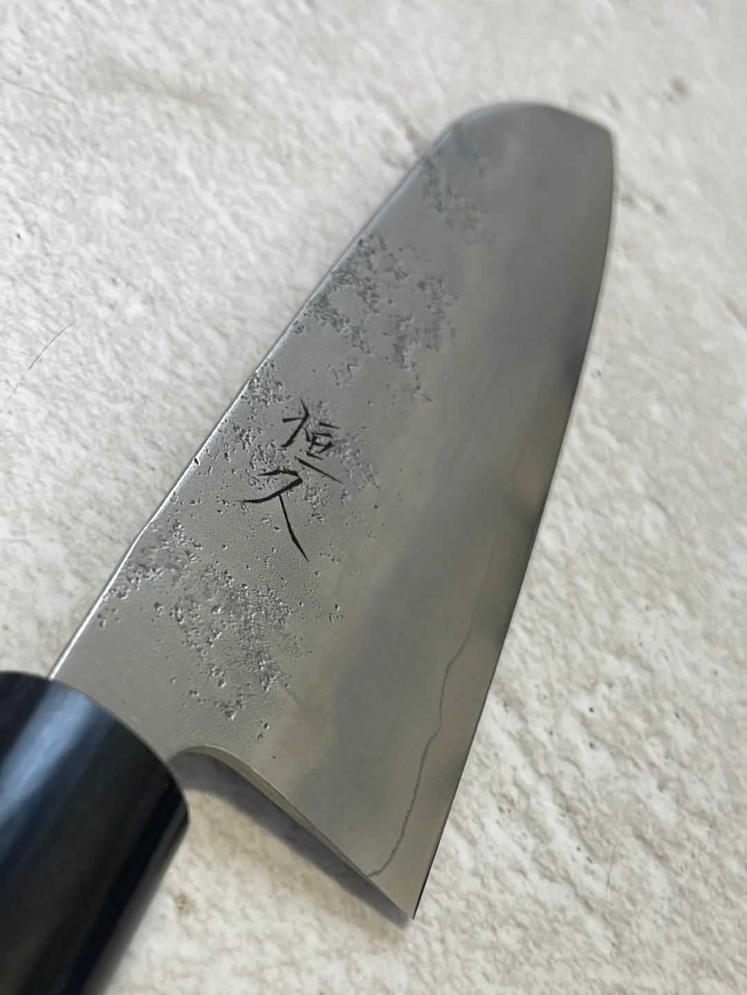 Tsunehisa G3 Nashiji HBC Santoku 170mm - Made in Japan 🇯🇵 Magnolia Oval Wa Handle - Image 7