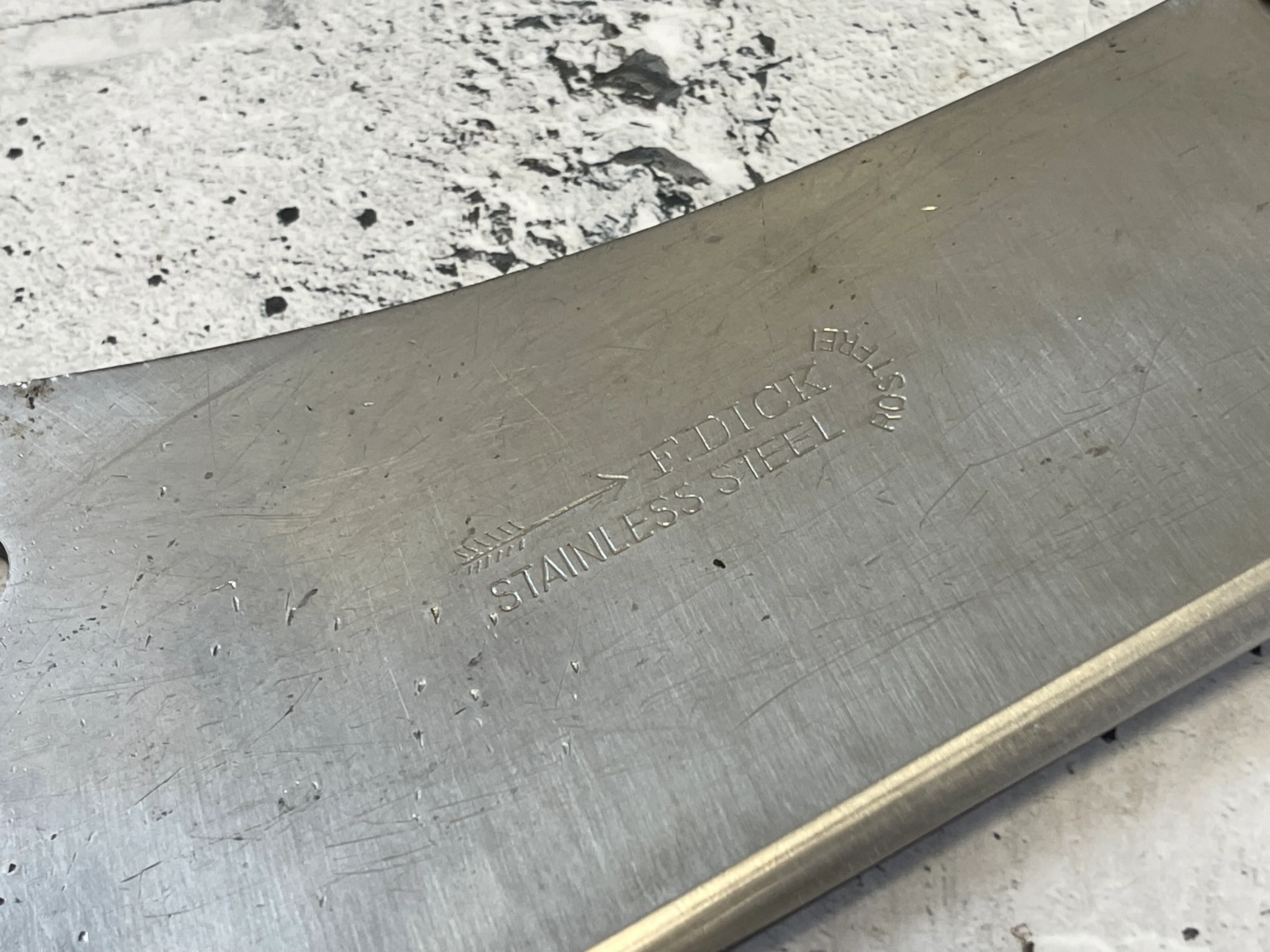 Vintage F. Dick Butcher Cleaver Knife 180mm Stainless Steel Blade Made in Germany 🇩🇪 1530 - Image 4