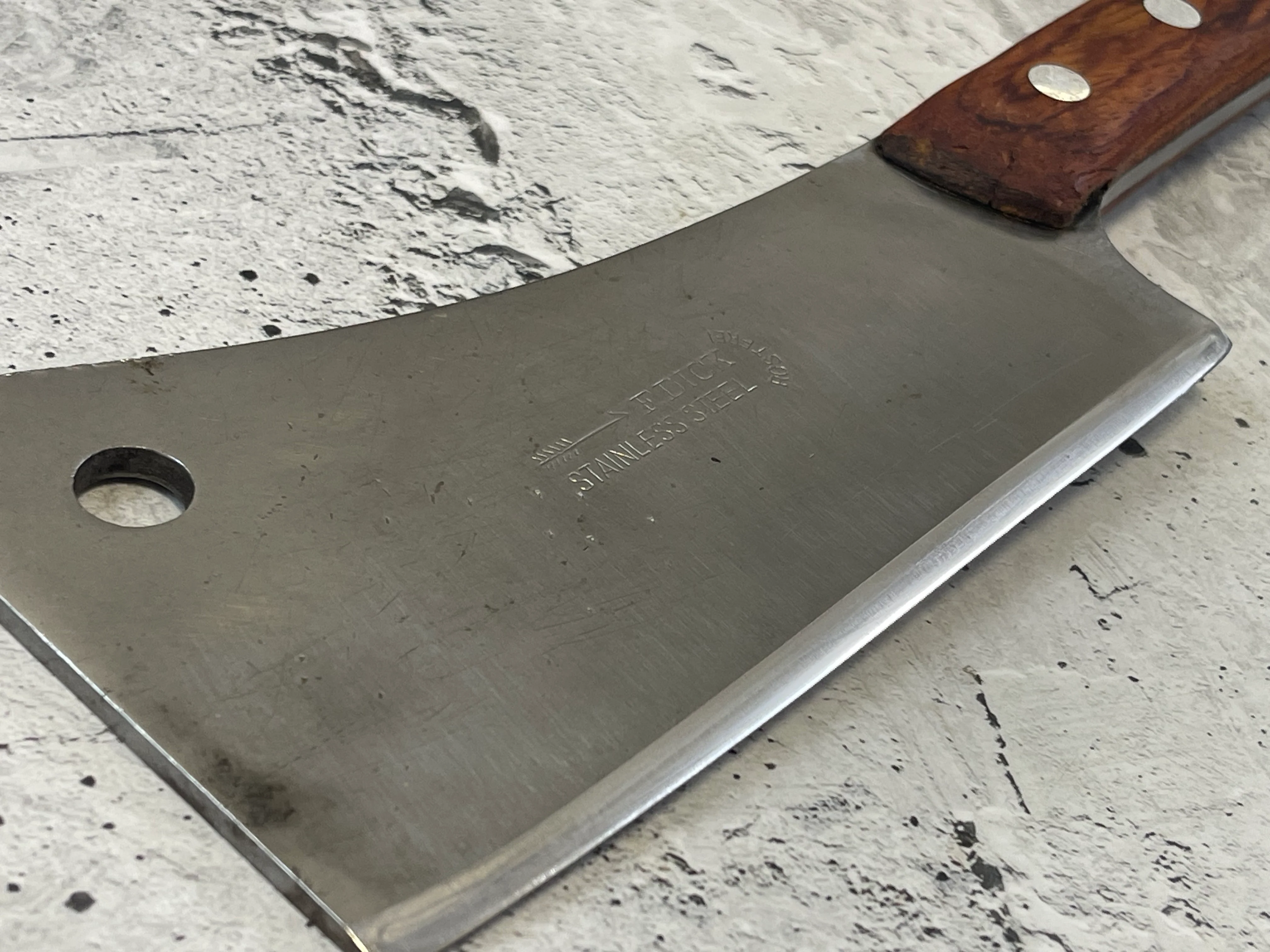 Vintage F. Dick Butcher Cleaver Knife 180mm Stainless Steel Blade Made in Germany 🇩🇪 1530 - Image 5