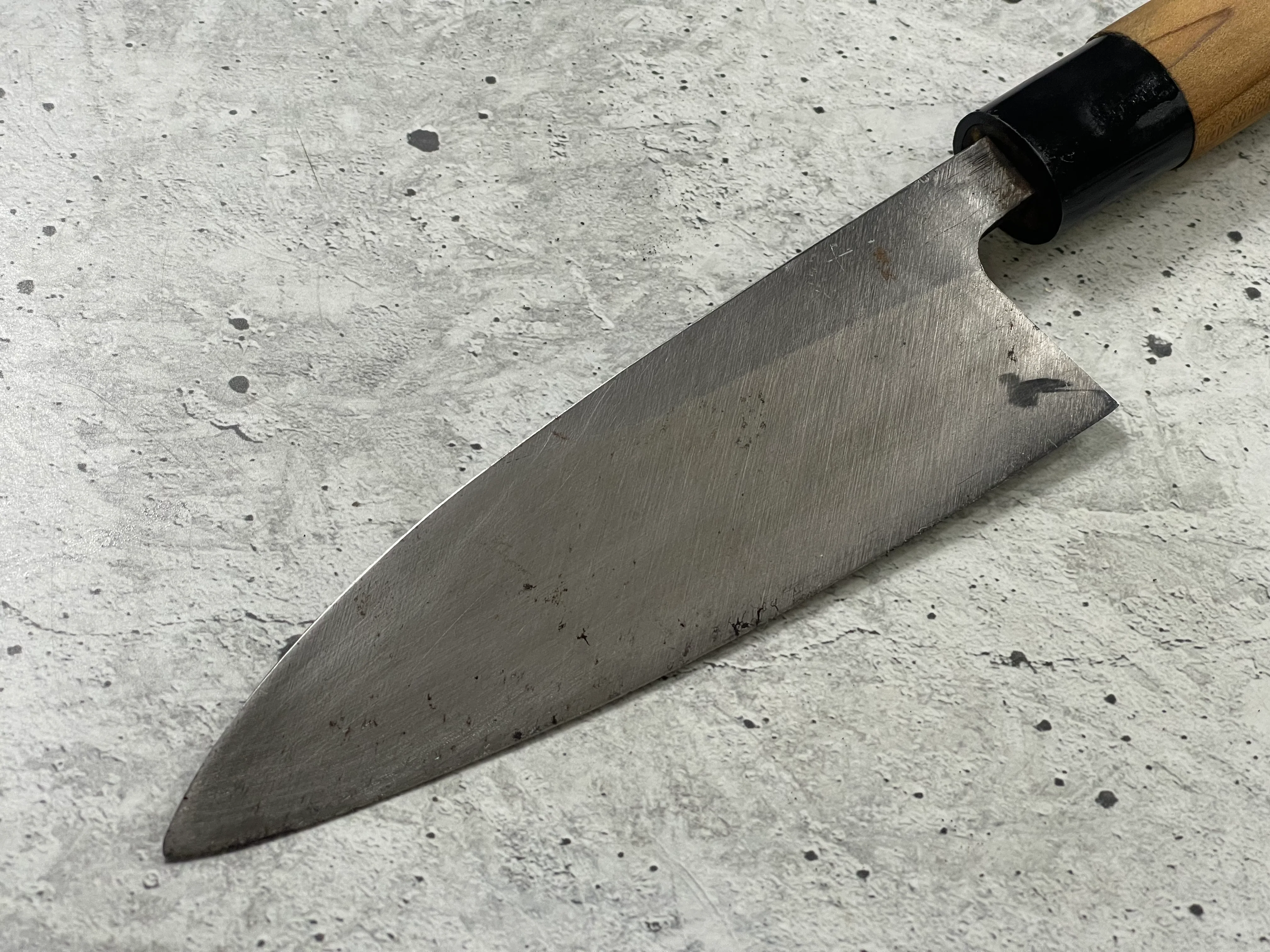 Vintage Japanese Deba Knife 150mm Made in Japan 🇯🇵 Carbon Steel 1555 - Image 8