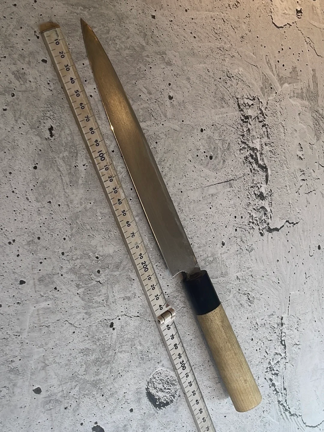 Vintage Japanese Yanagiba Knife 220mm Made in Japan 🇯🇵 Carbon Steel 582 - Image 11
