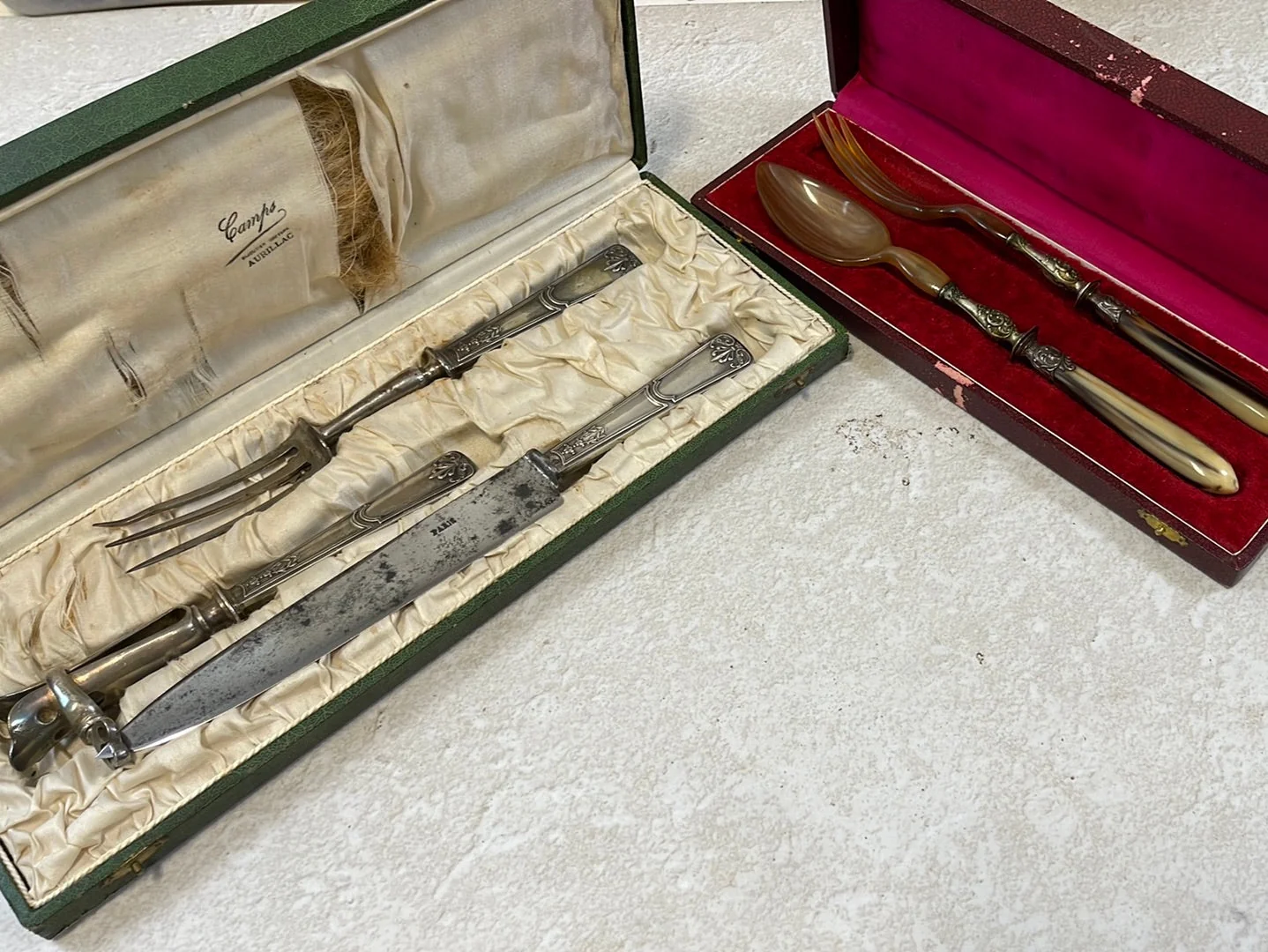 Vintage Salad and Carving Knife Set Made in France 🇫🇷 Carbon Steel 1412