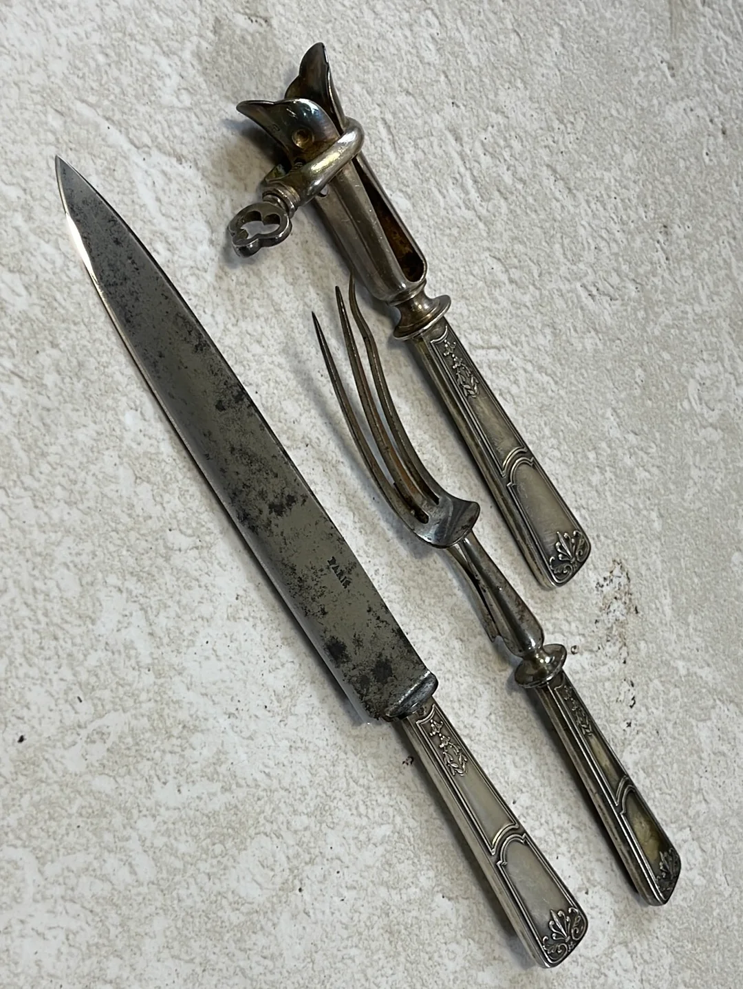 Vintage Salad and Carving Knife Set Made in France 🇫🇷 Carbon Steel 1412 - Image 5