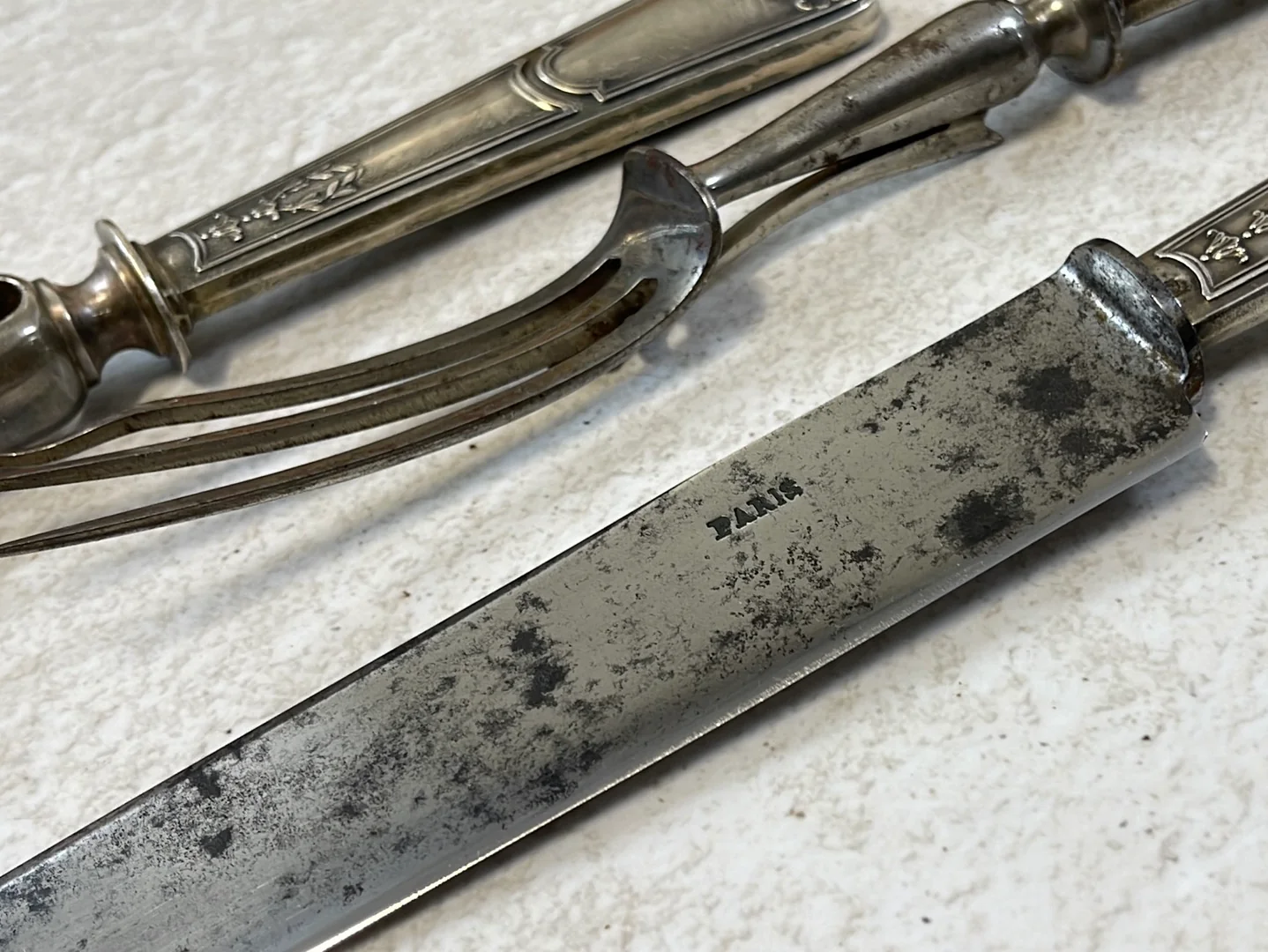 Vintage Salad and Carving Knife Set Made in France 🇫🇷 Carbon Steel 1412 - Image 6