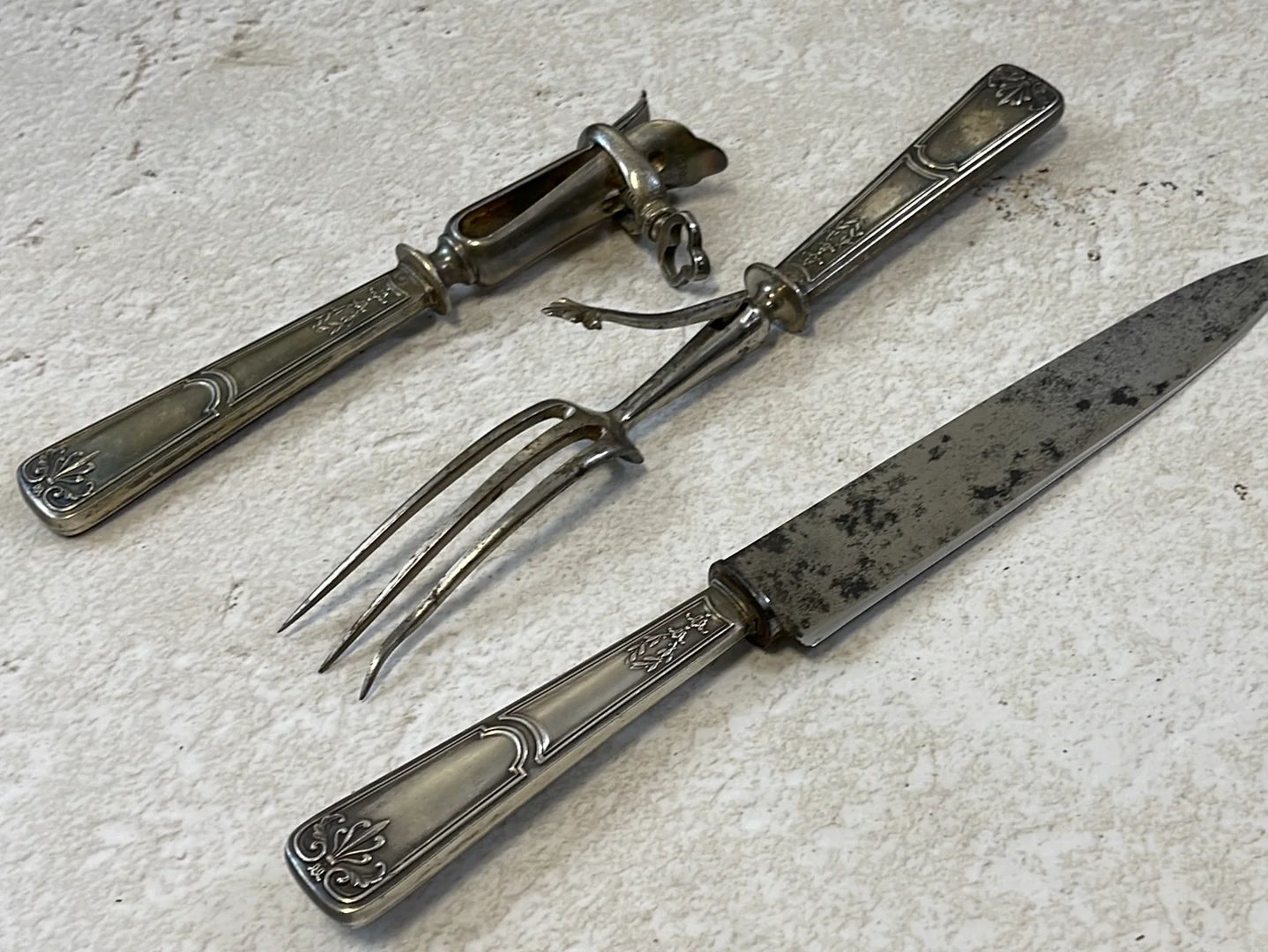 Vintage Salad and Carving Knife Set Made in France 🇫🇷 Carbon Steel 1412 - Image 9
